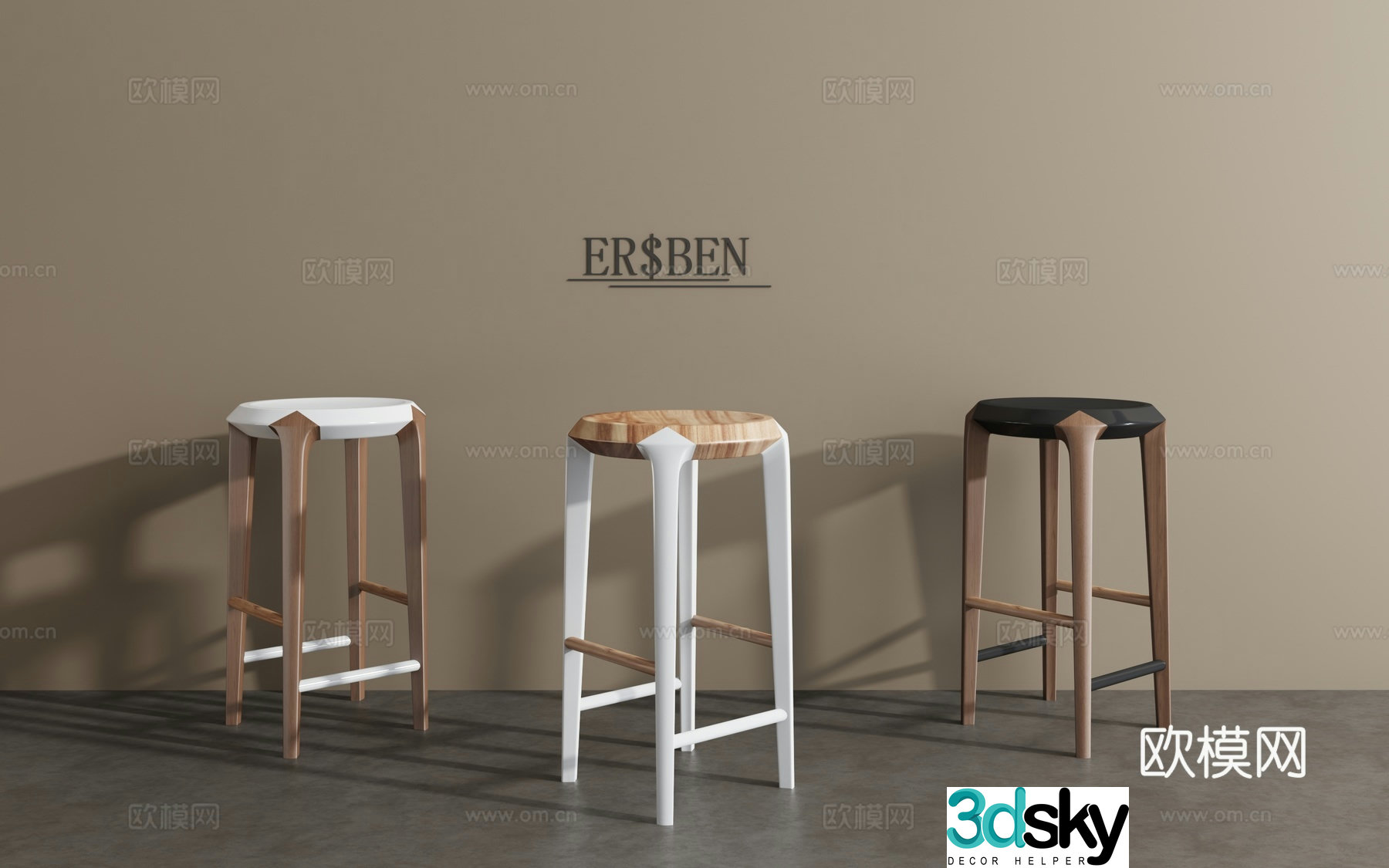 New Chinese dining chair leisure chair 3d model