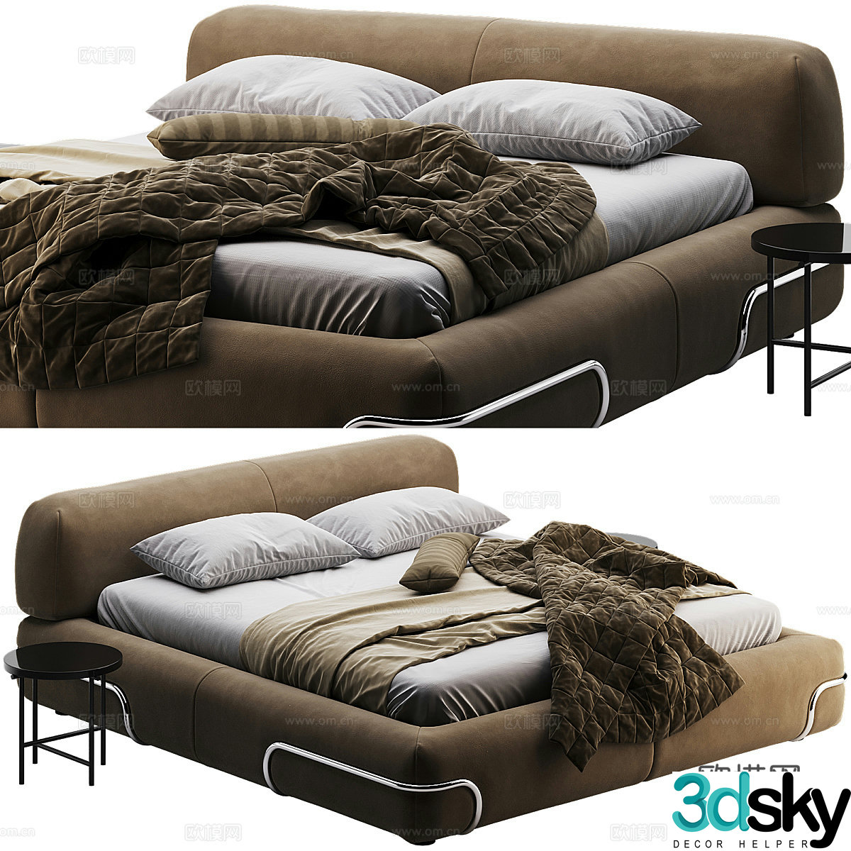 Modern Italian fabric double bed 3D model