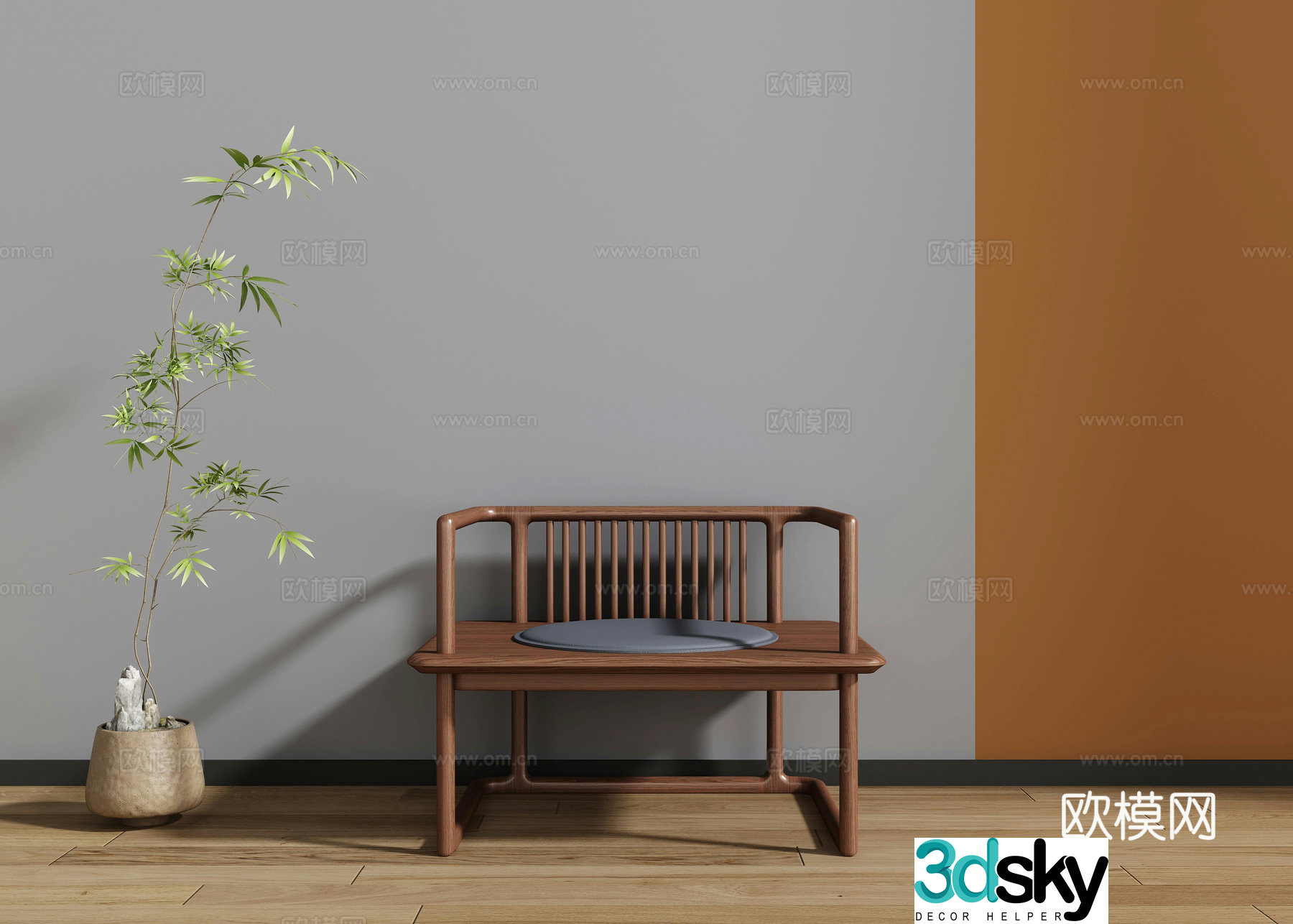 New Chinese Zen Chair 3D Model