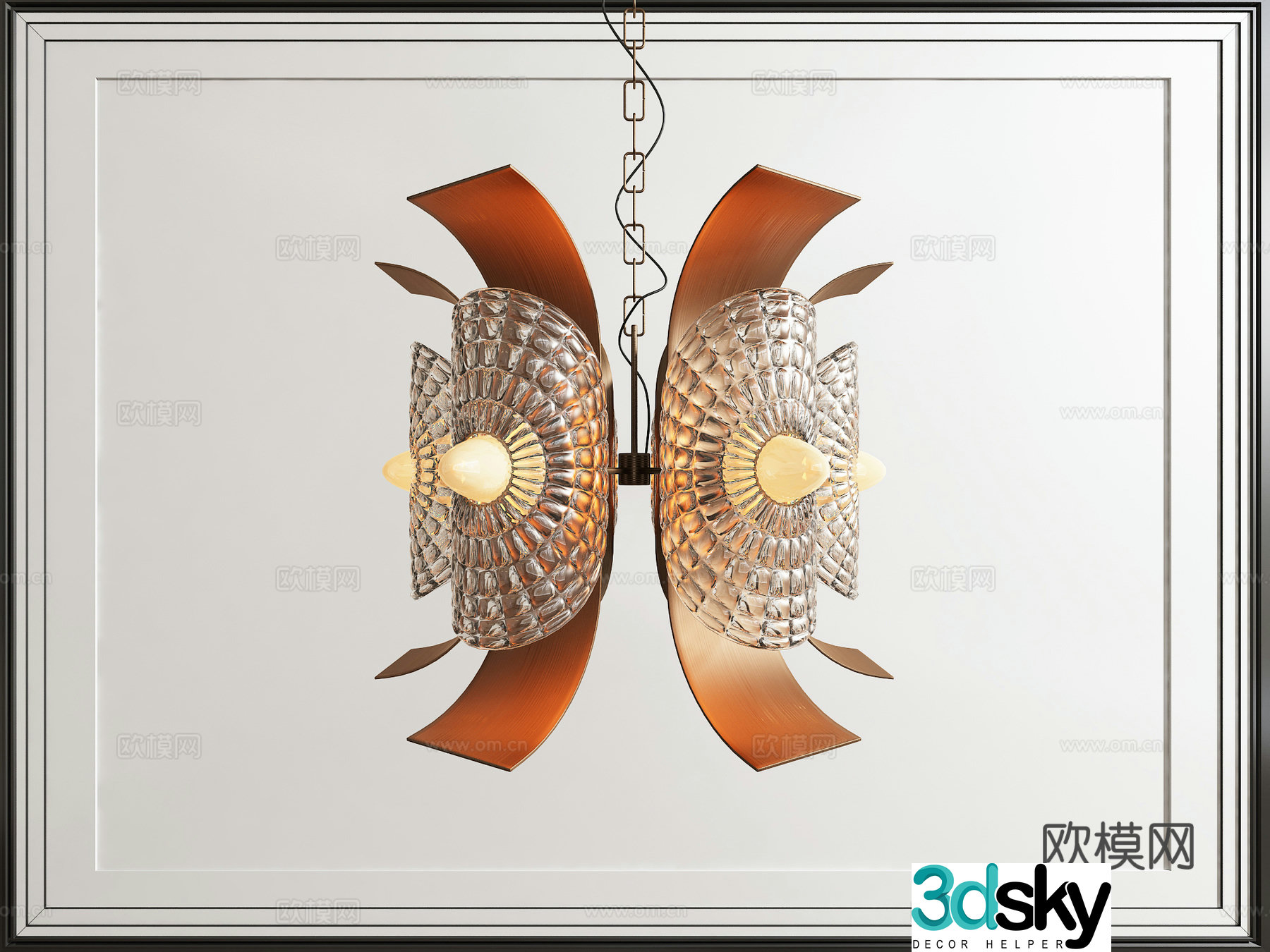 Southeast Asia Multi-head Chandelier 3D Model