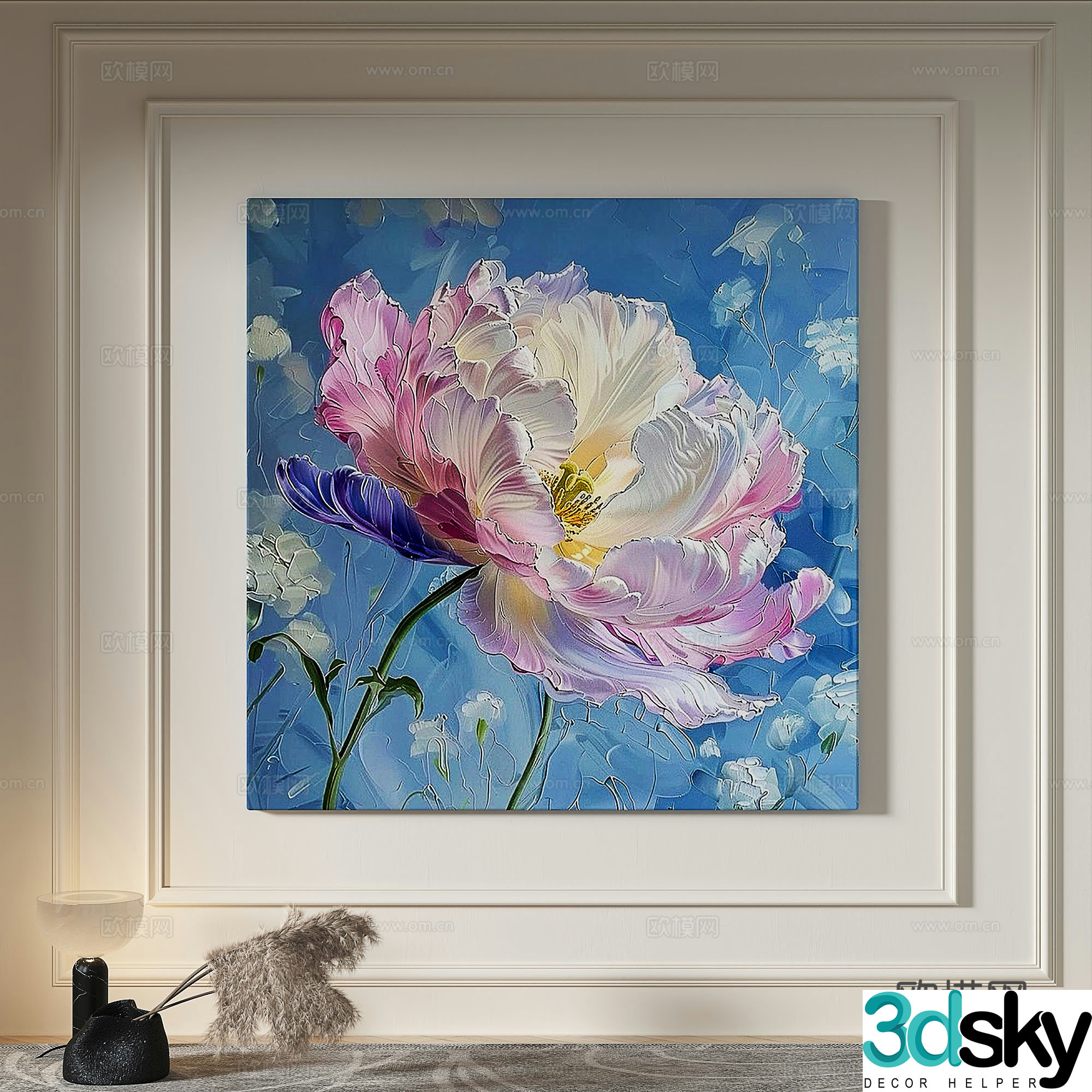 Modern creamy style simple texture abstract light luxury wasabi three-dimensional decorative painting 3d model