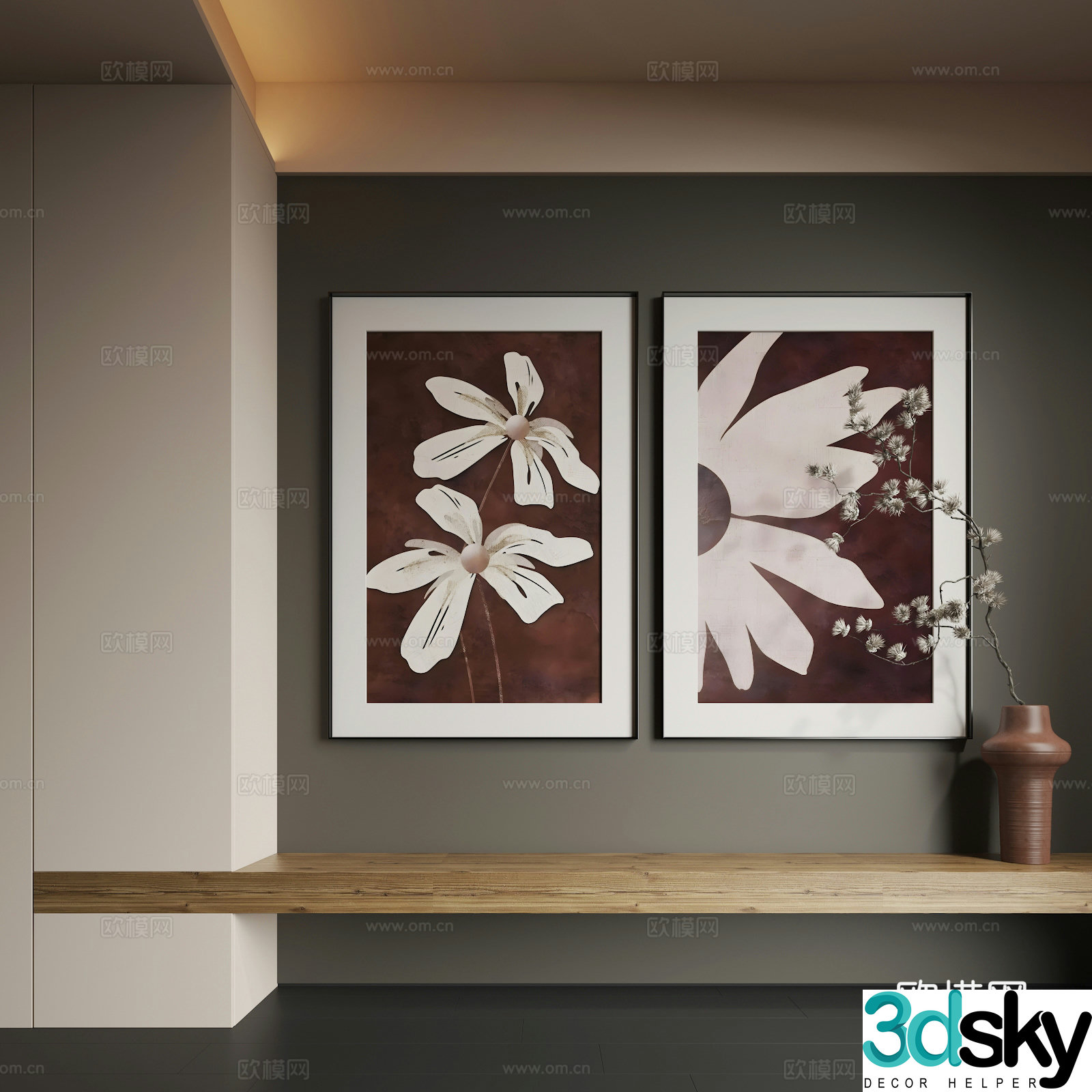 Modern hanging painting Modern abstract hanging painting Modern combination painting 3d model