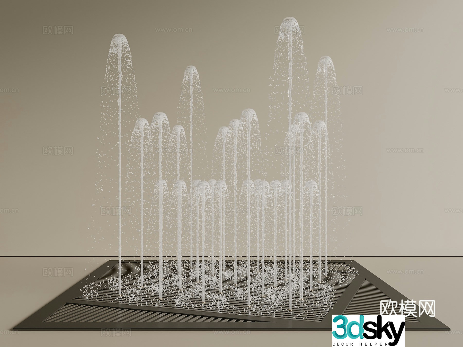 New Chinese style modern fountain fountain flowing water waterscape water system 3D model