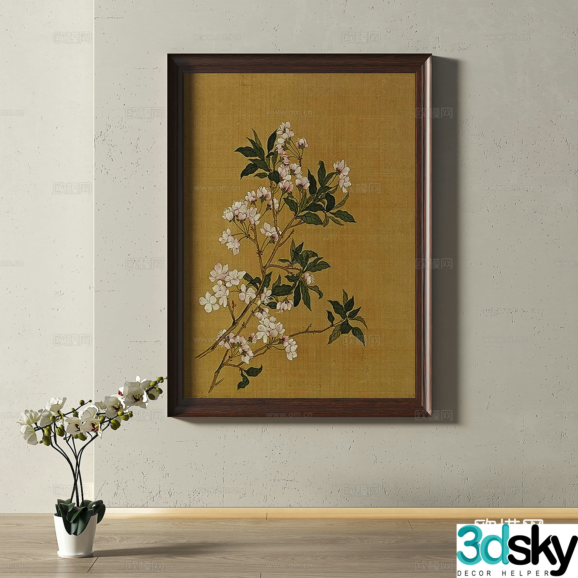 Retro medieval French modern light luxury simple decorative painting 3d model