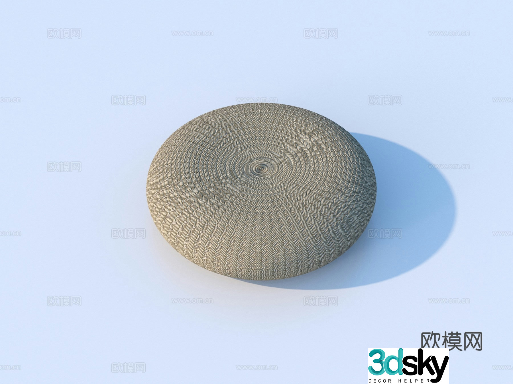 Futon cushion round cushion fabric cushion 3D model