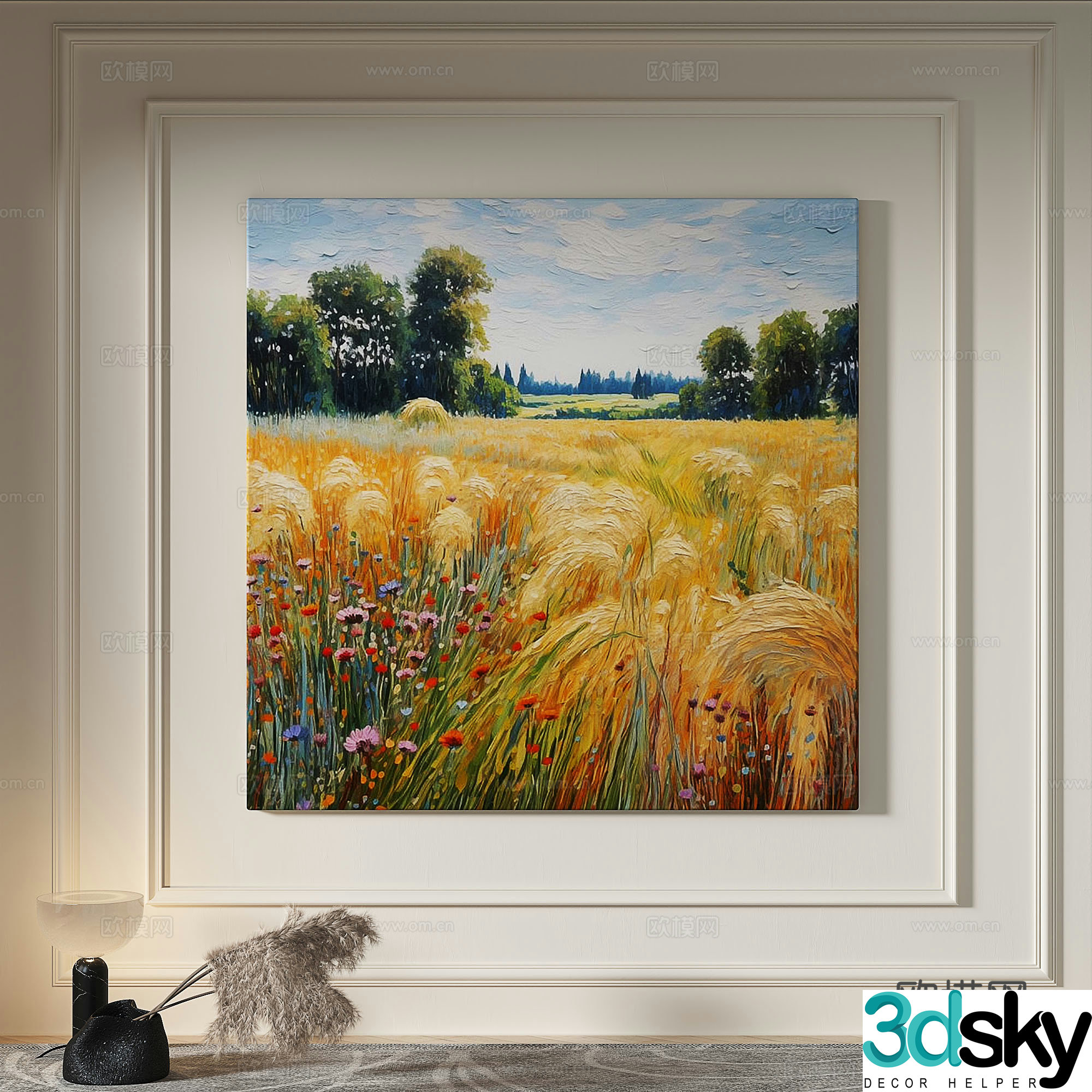 Modern creamy style simple texture abstract light luxury wasabi three-dimensional decorative painting 3d model