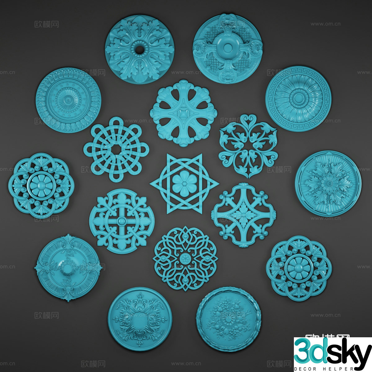 European style carving combination 3D model