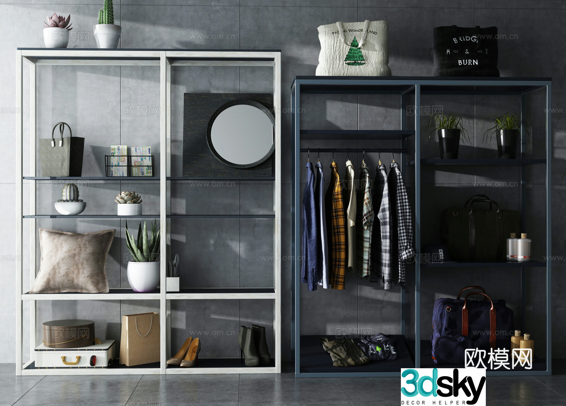 Modern shelf combination 3D model