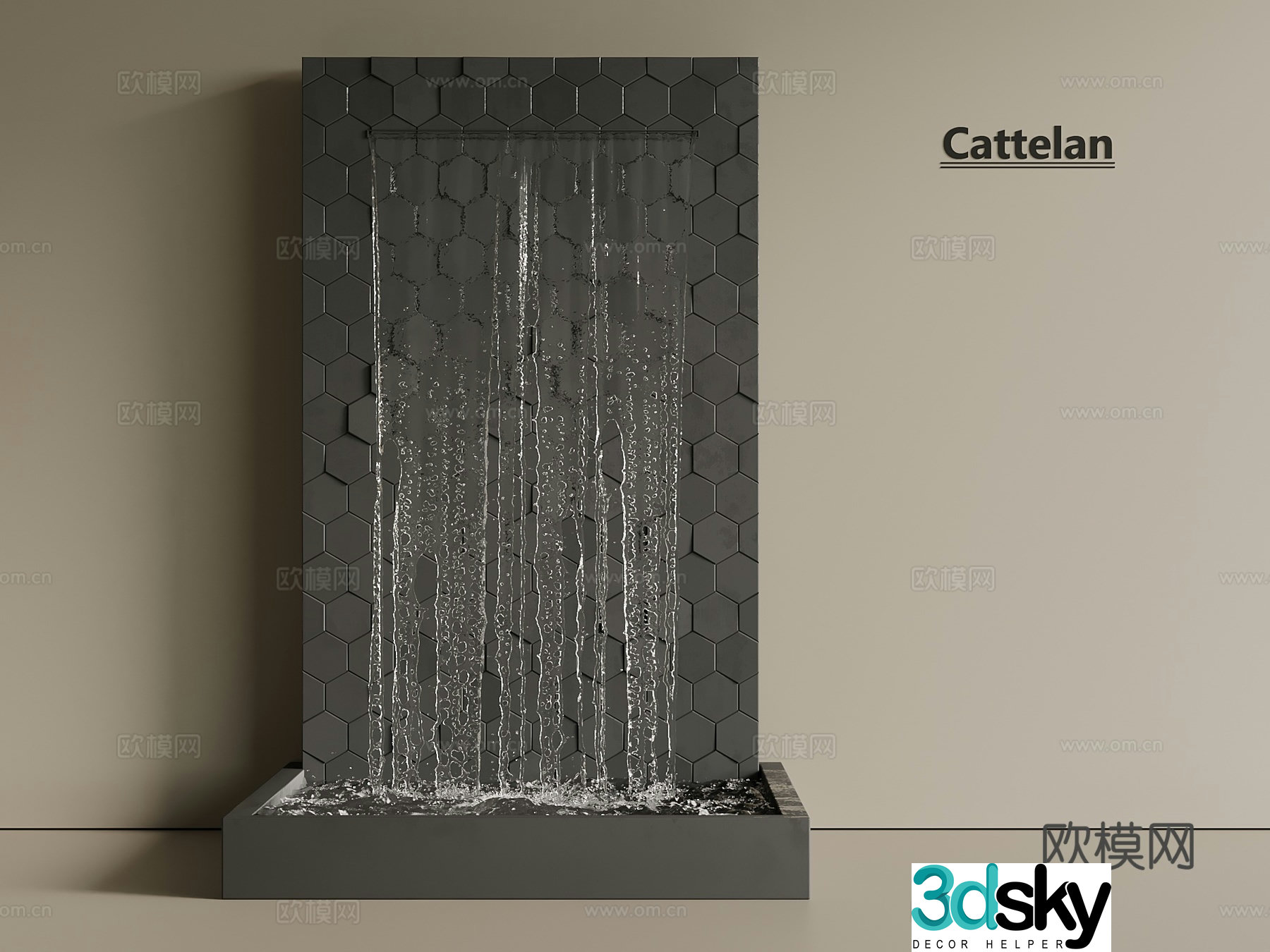 New Chinese style modern water curtain device water curtain waterscape fountain 3d model