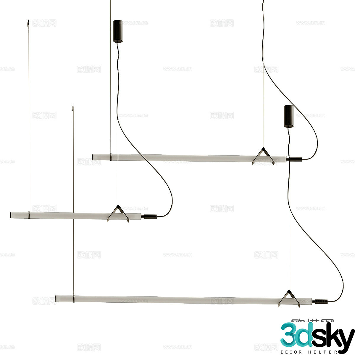 Modern light luxury minimalist linear decorative chandelier 3d model