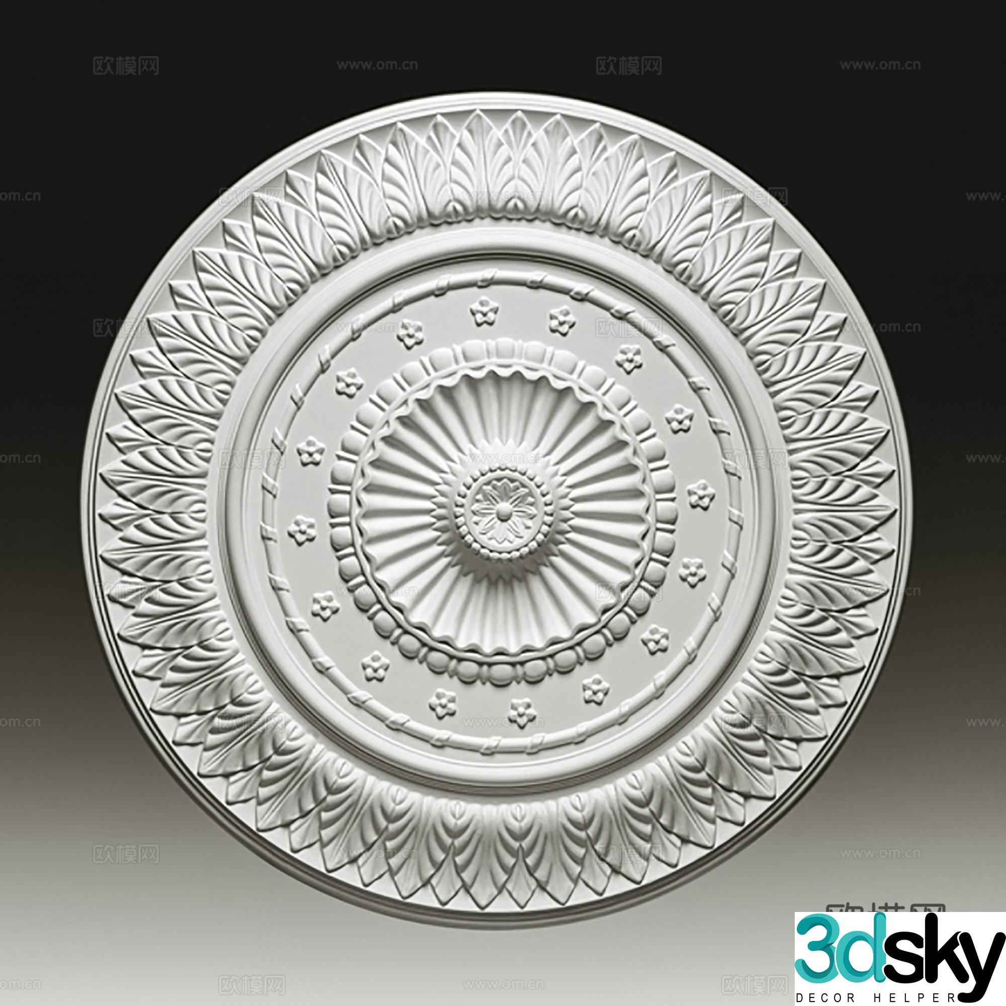 Modern European style carved round cake pendant 3D model