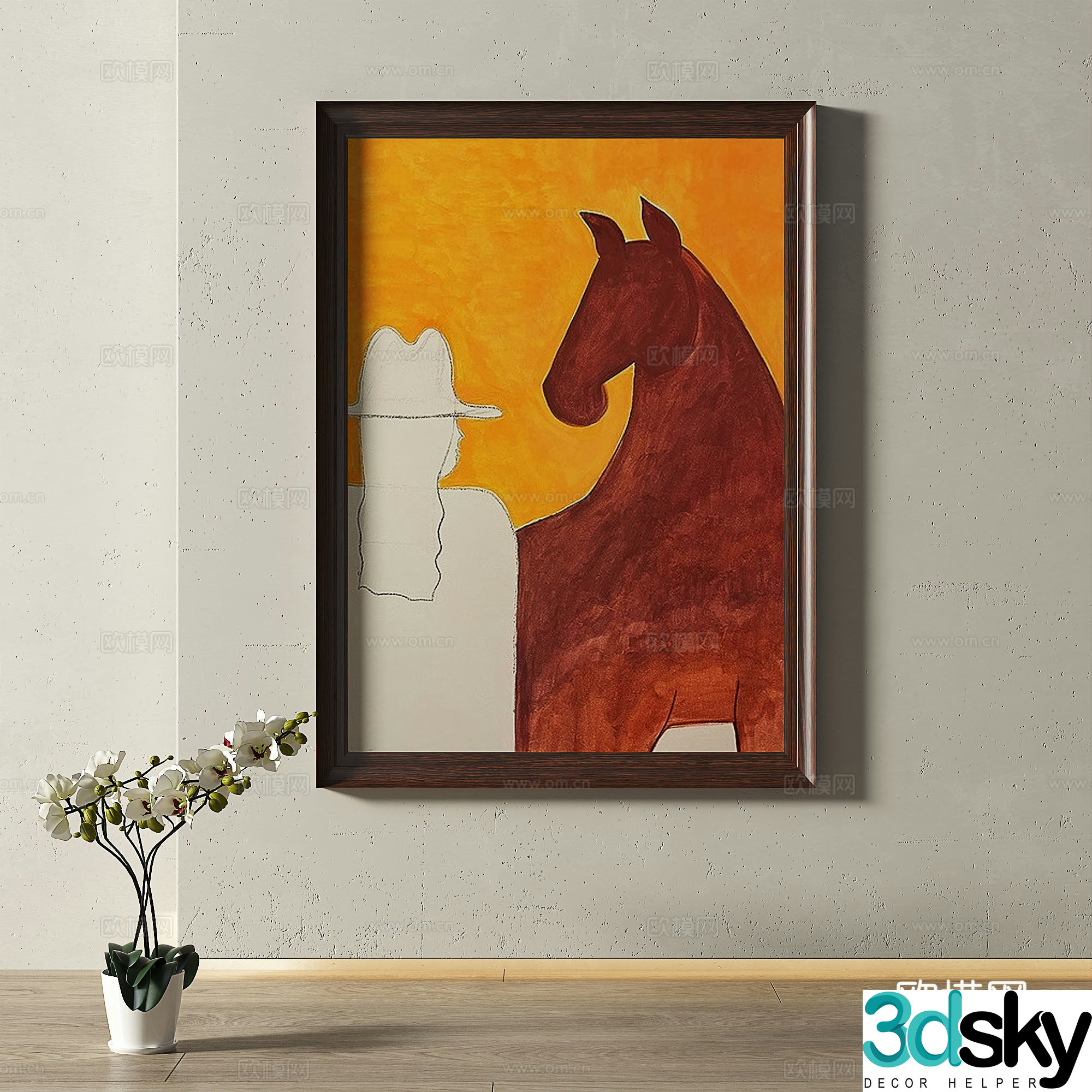 Retro medieval French modern light luxury simple decorative painting 3d model