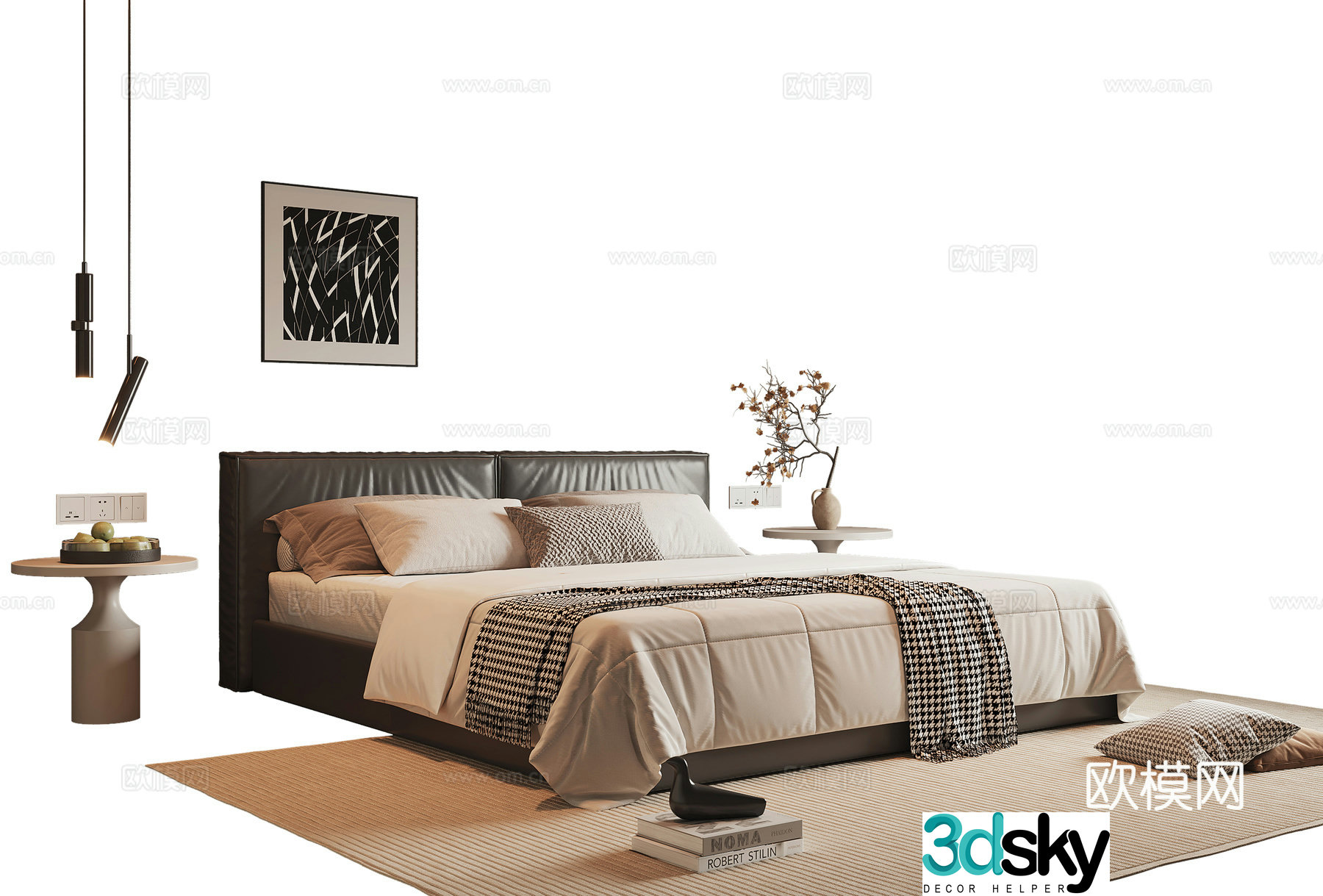 Italian double bed 3d model