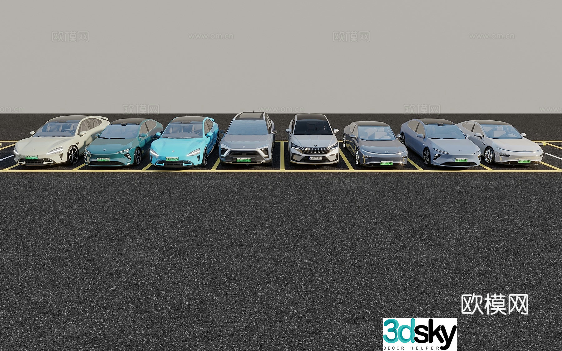 Car Oil Truck New Energy Vehicle Outdoor Parking Lot Xpeng Motors NIO 3D Model