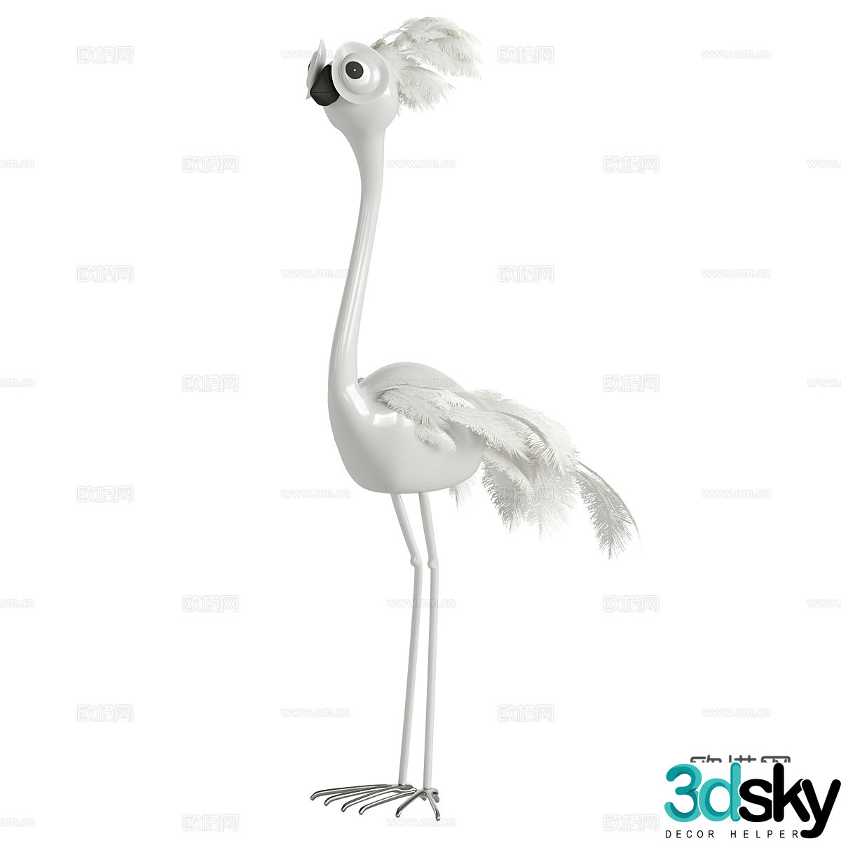 Modern stylish decorative bird sculpture 3d model