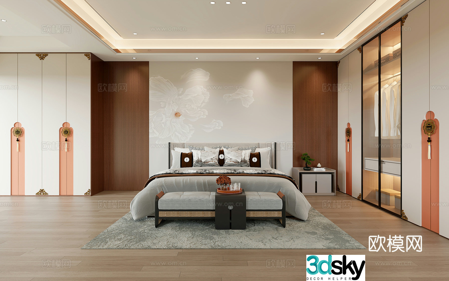 New Chinese style daughter bedroom 3d model