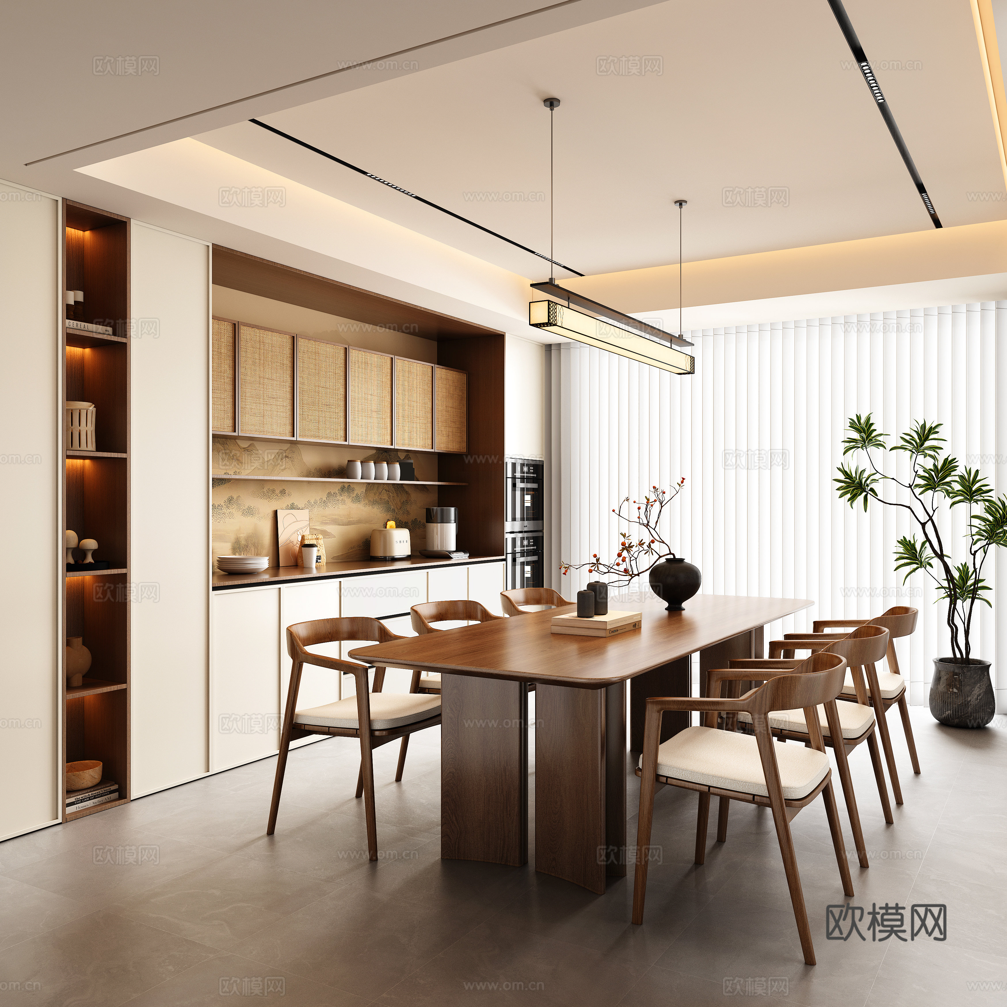 Song style aesthetic restaurant 3D model