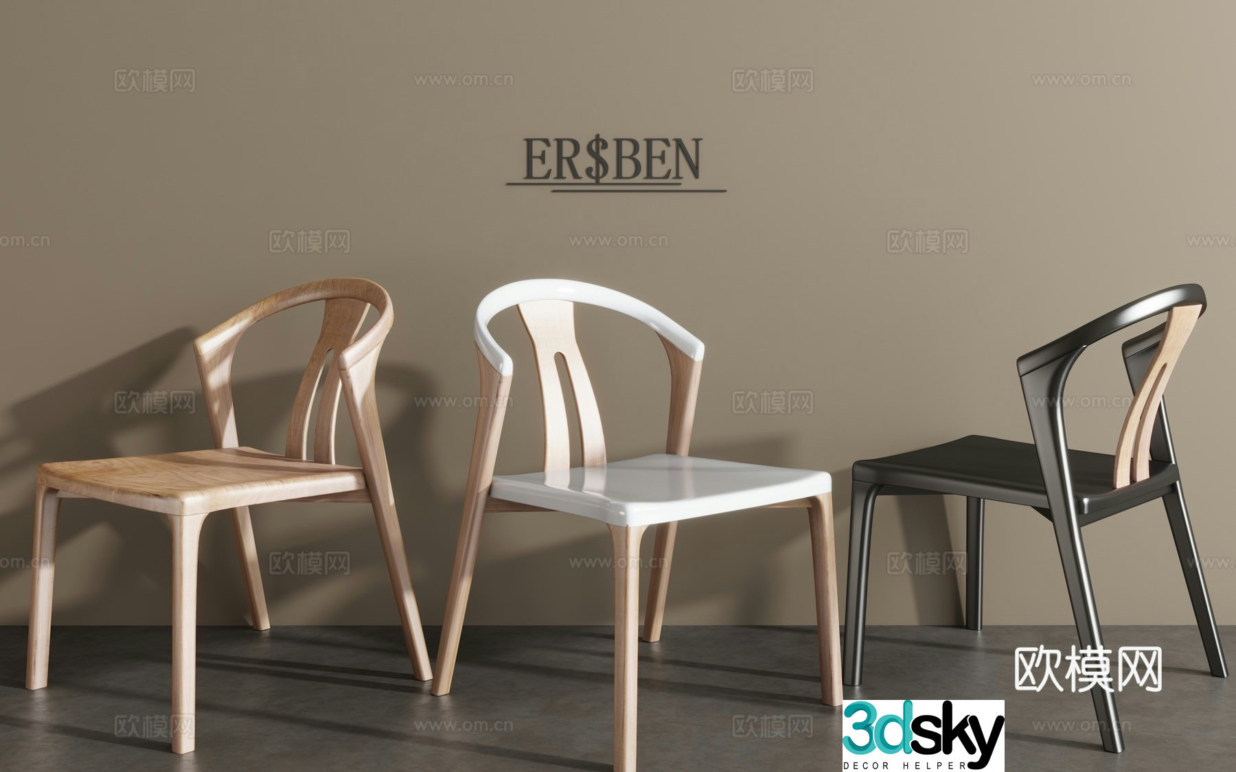 New Chinese dining chair leisure chair 3d model
