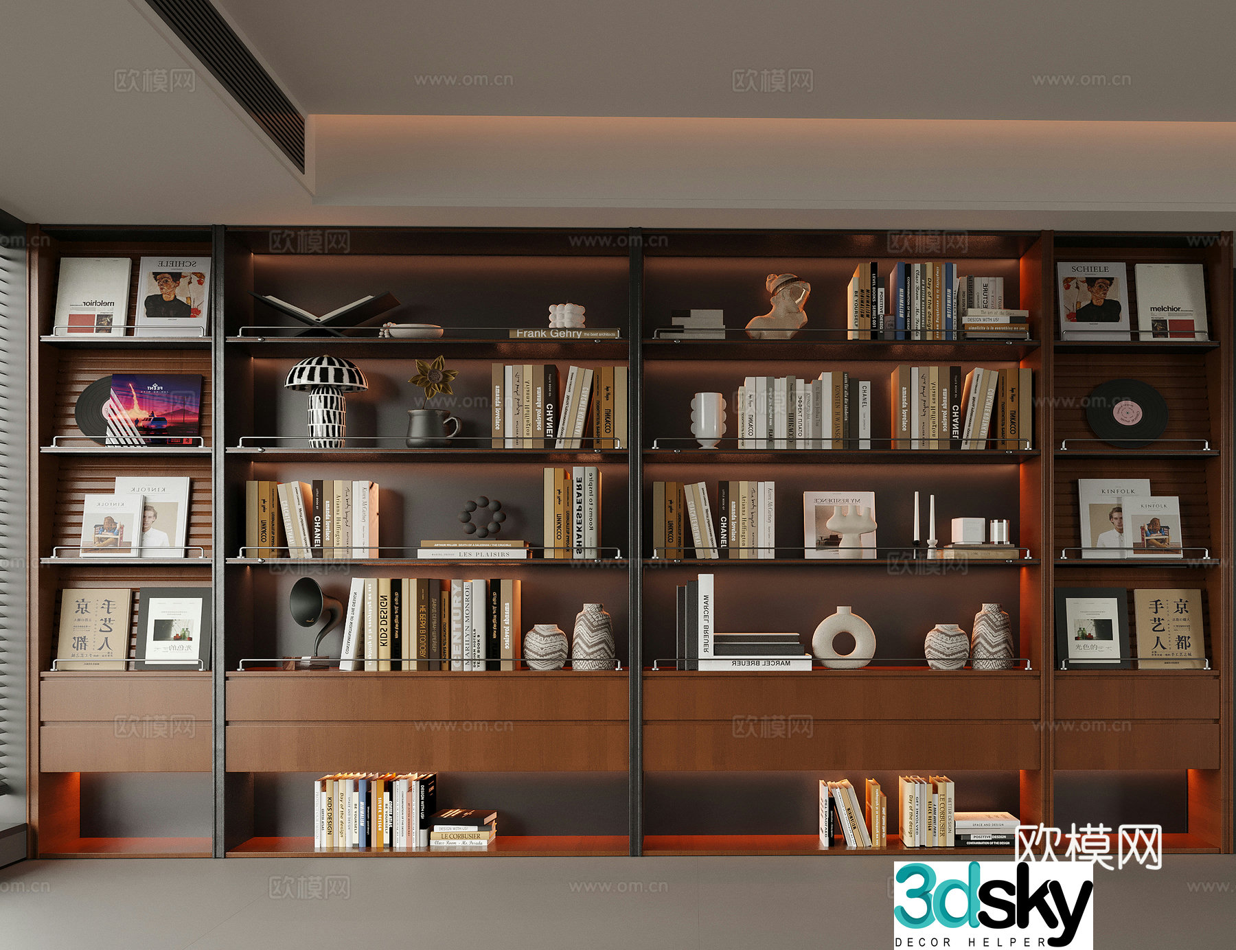 Modern bookcase Bookcase ornaments Book ornaments 3D model