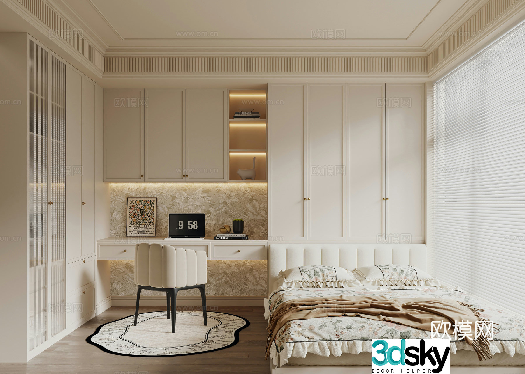 French tatami bedroom 3d model