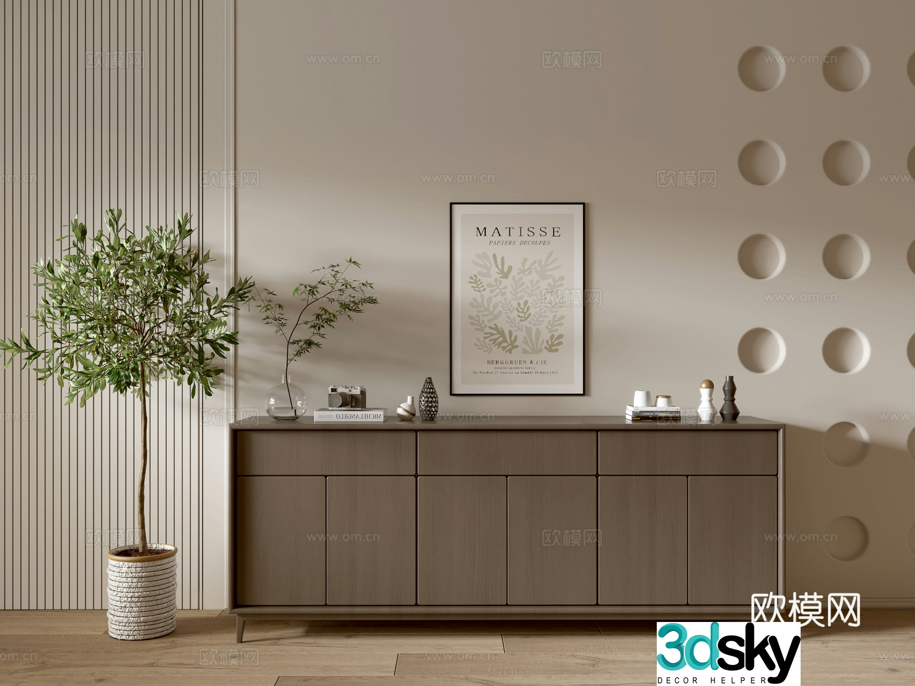 Modern wood grain cabinet ins wind minimalist wind cabinet whole cabinet sideboard balcony cabinet storage 3D model