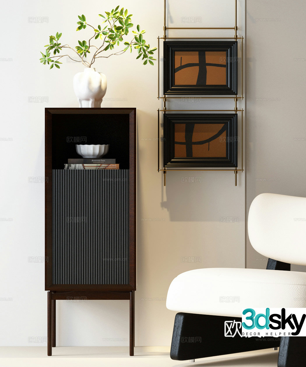 Modern chest of drawers Modern decorative cabinet Modern side cabinet Middle-aged decorative painting Middle-aged leisure chair Modern 3d model