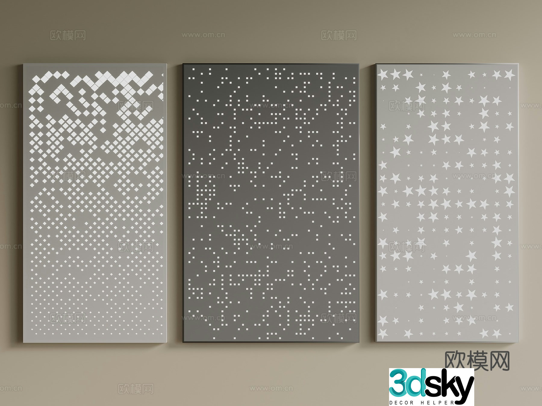 Modern New Chinese Punching Plate Punching Plate Transparent Plate 3D Model