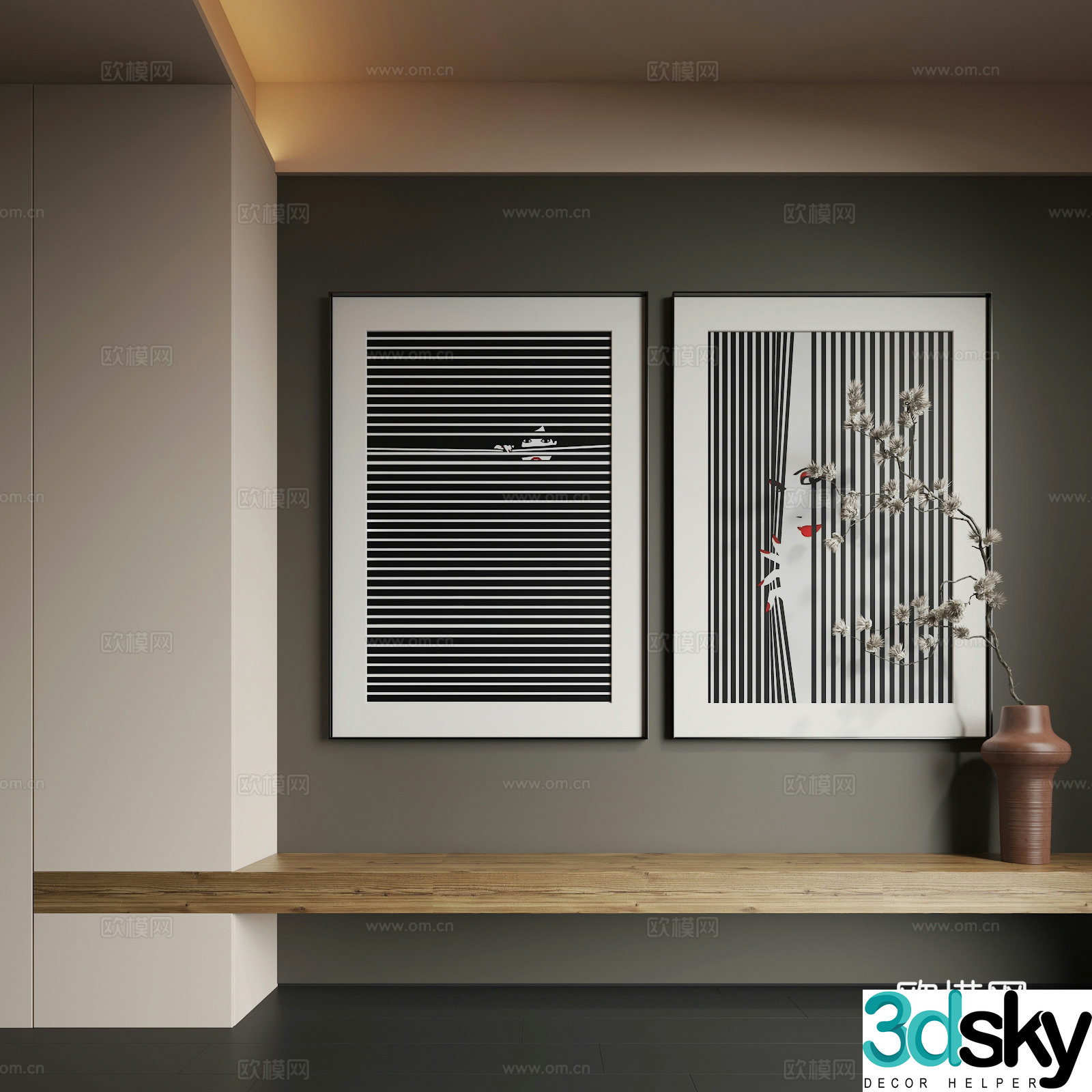 Modern hanging painting Modern abstract hanging painting Modern combination painting 3d model