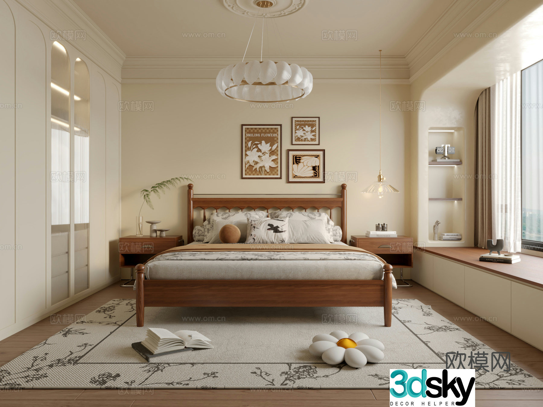 French retro bedroom 3d model