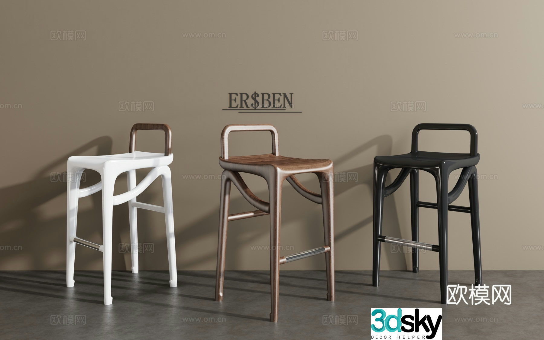 New Chinese dining chair leisure chair 3d model