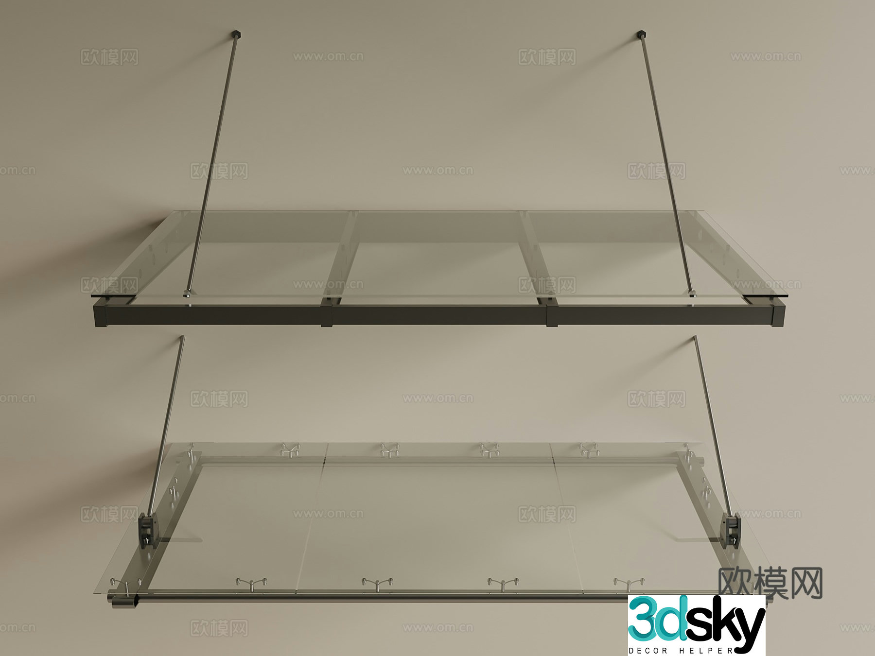 Modern New Chinese Style Awning Awning Retractable Awning Glass Awning Steel 3D Model