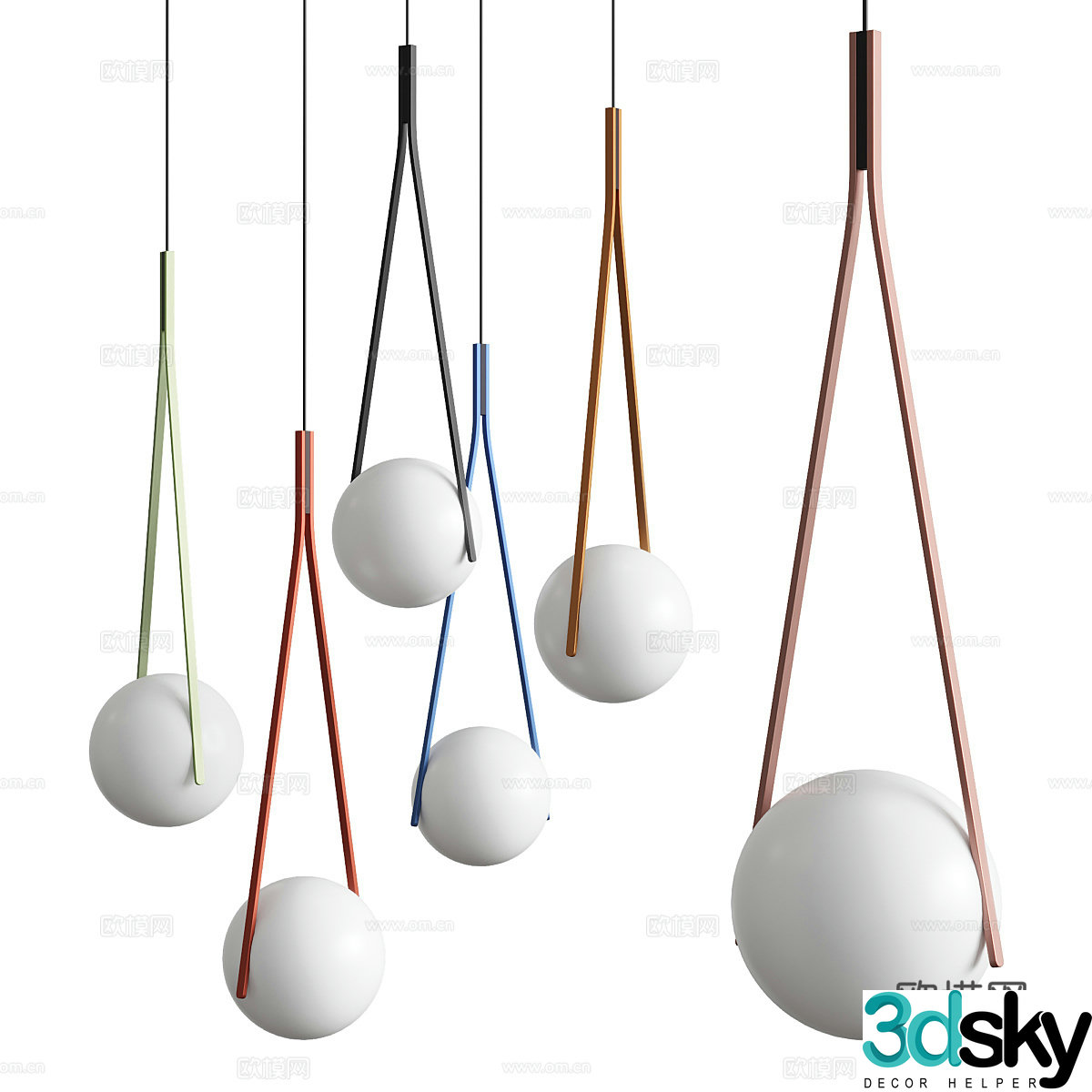 Modern Italian minimalist spherical glass chandelier 3D model