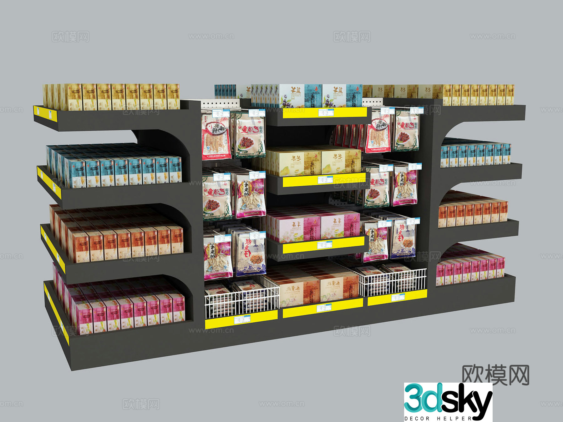 Modern snack food Zhongdao cabinet display rack 3D model