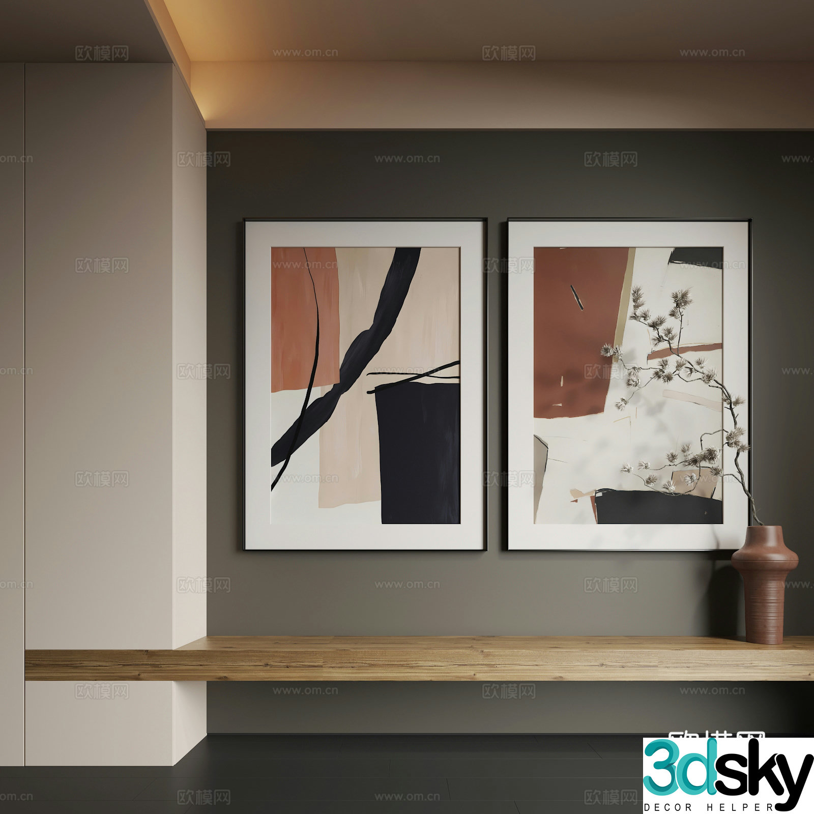 Modern hanging painting Modern abstract hanging painting Modern combination painting 3d model