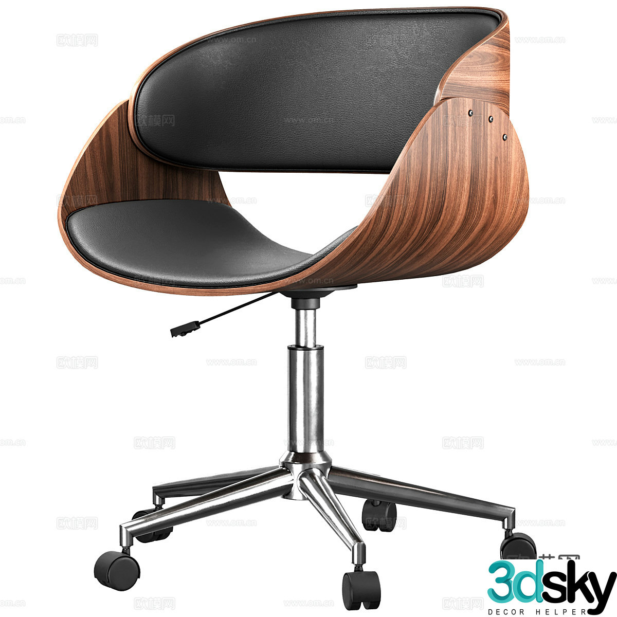 Modern Italian wooden leather office chair 3d model