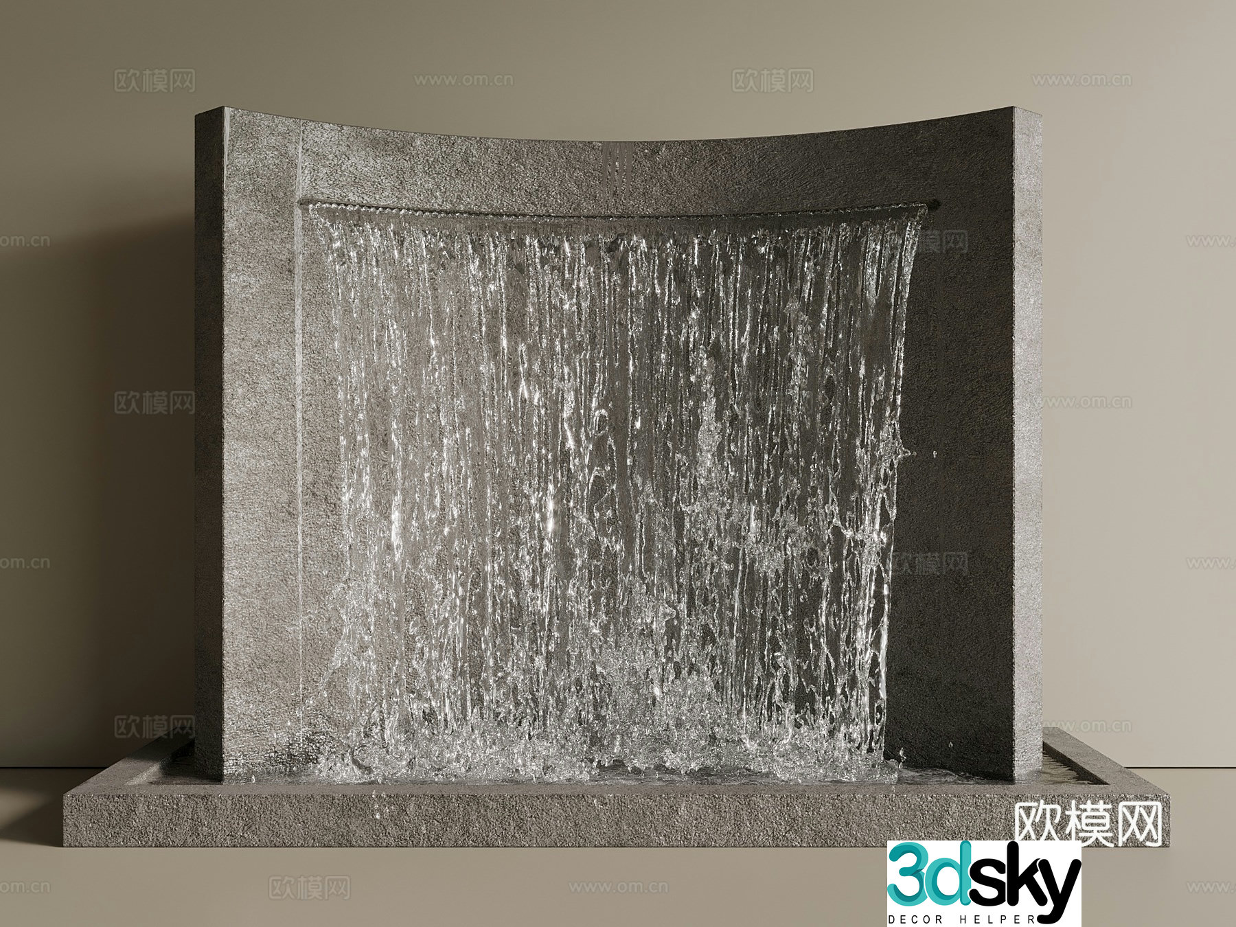New Chinese style modern water curtain device water curtain waterscape waterfall flowing water landscape 3d model