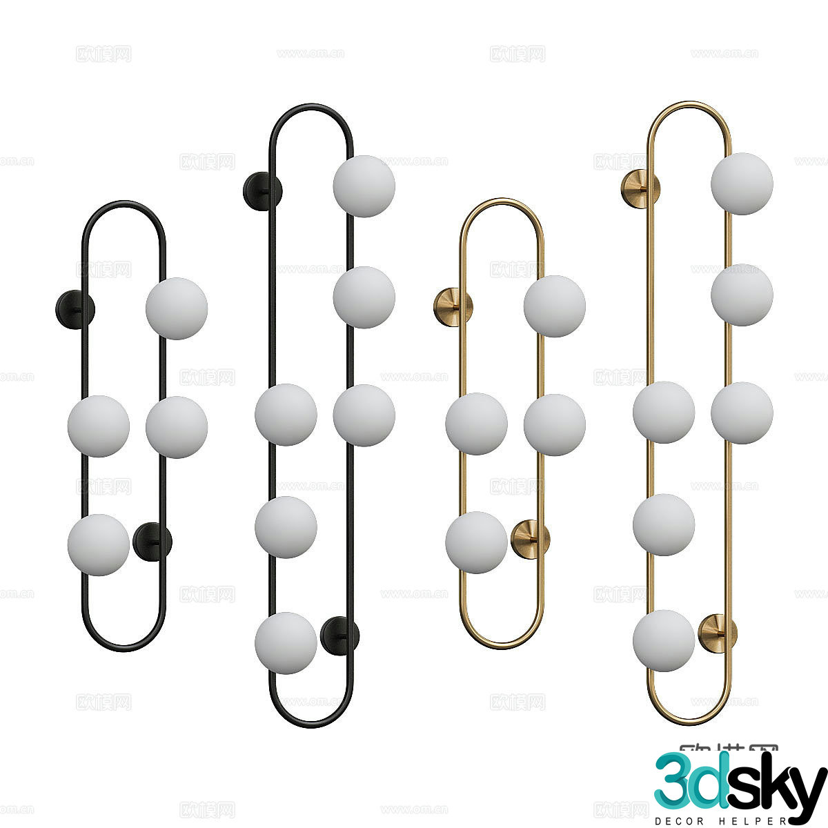 Modern light luxury metal decorative wall lamp 3d model