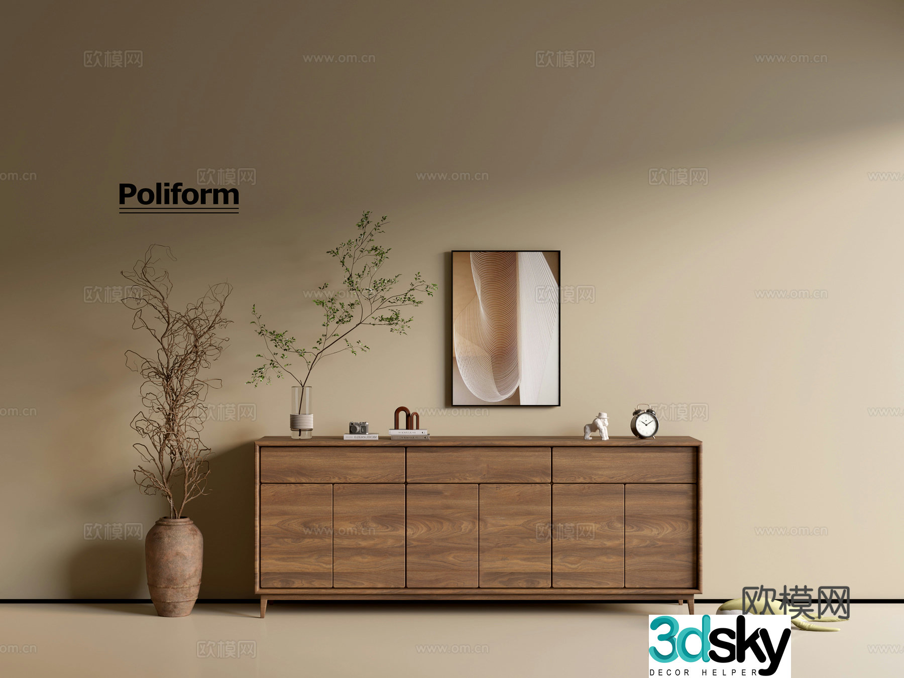 Modern wood grain cabinet ins wind minimalist wind cabinet whole cabinet sideboard balcony cabinet storage 3D model