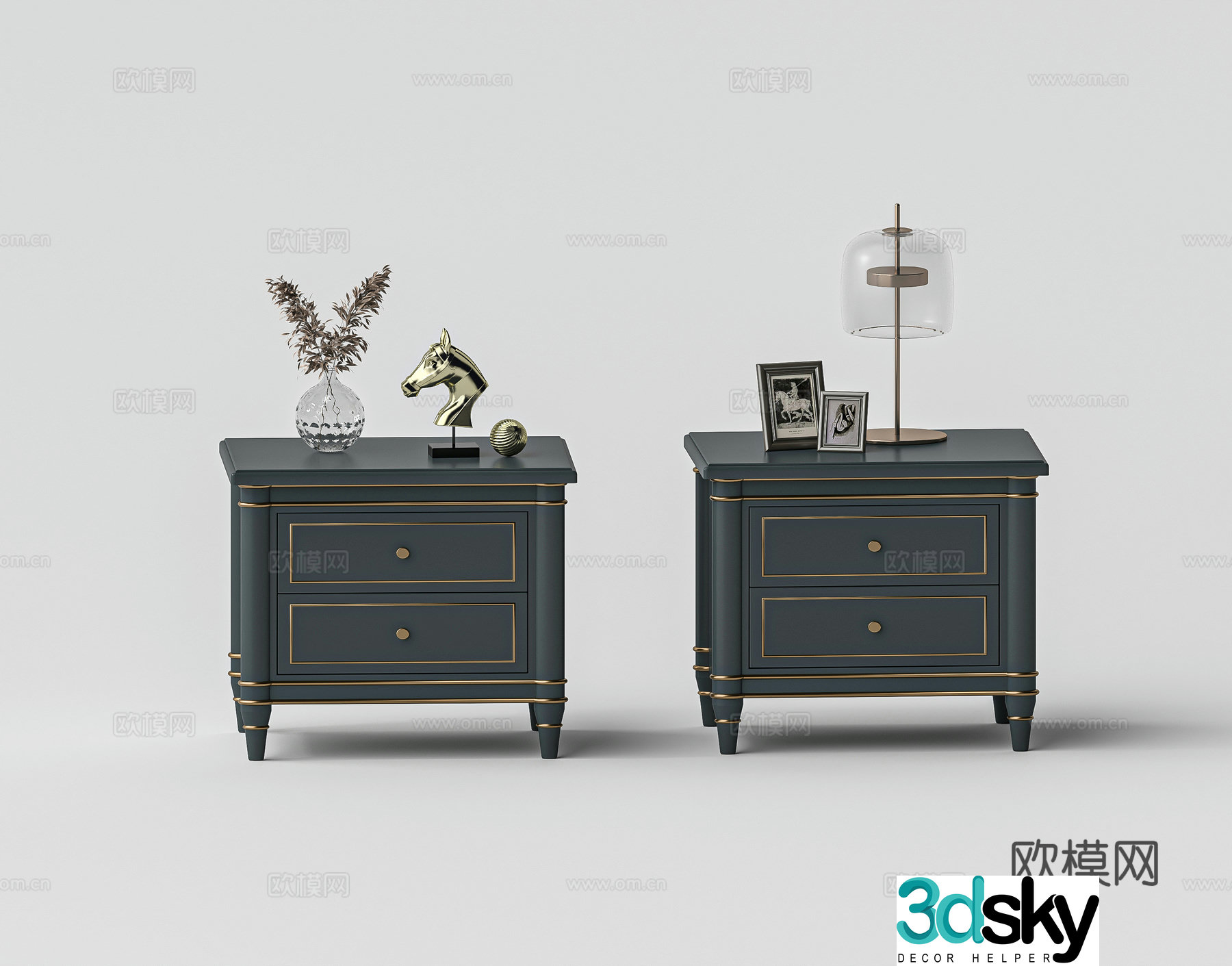 French nightstand 3D model