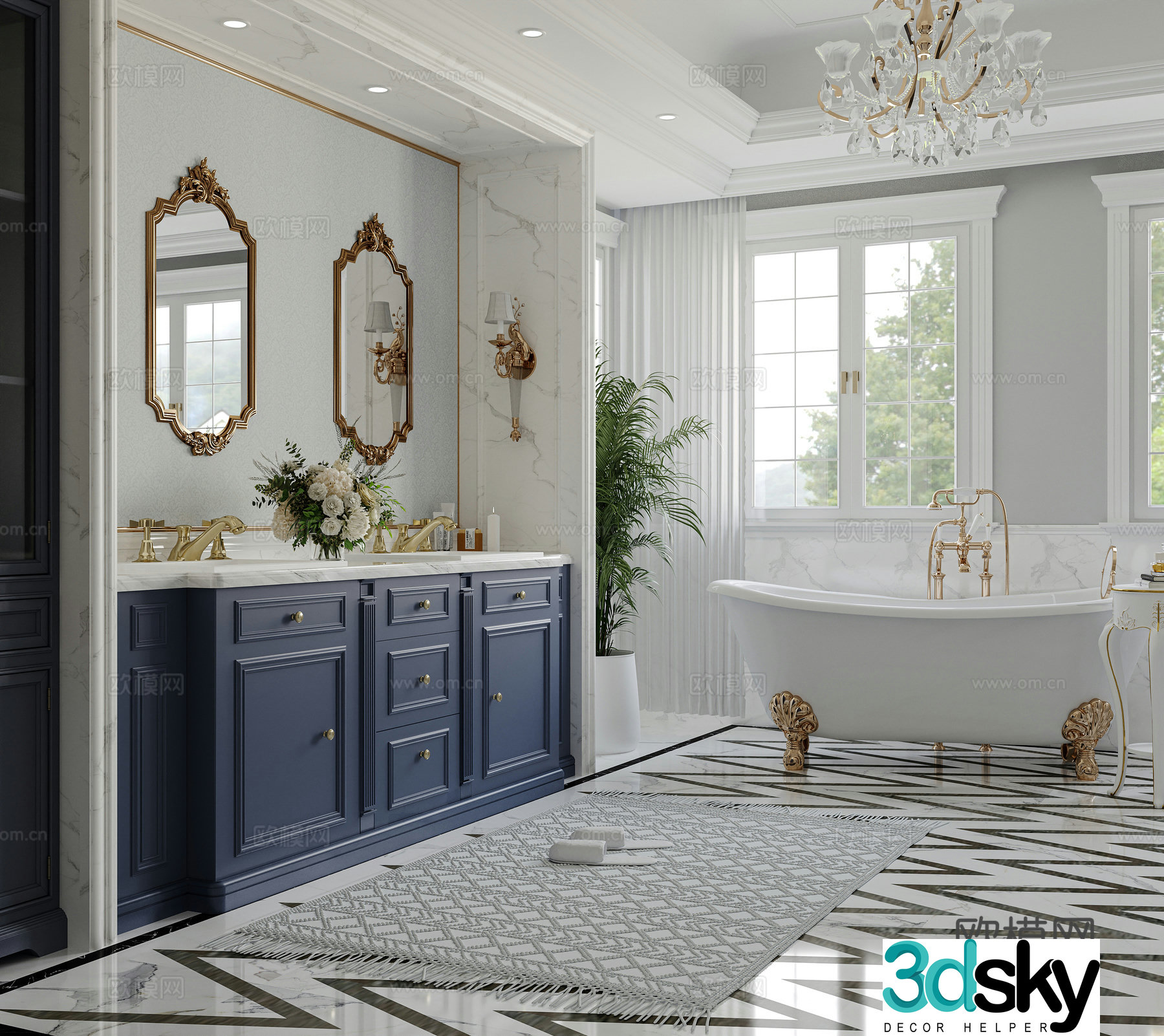 Simple European bathroom 3D model