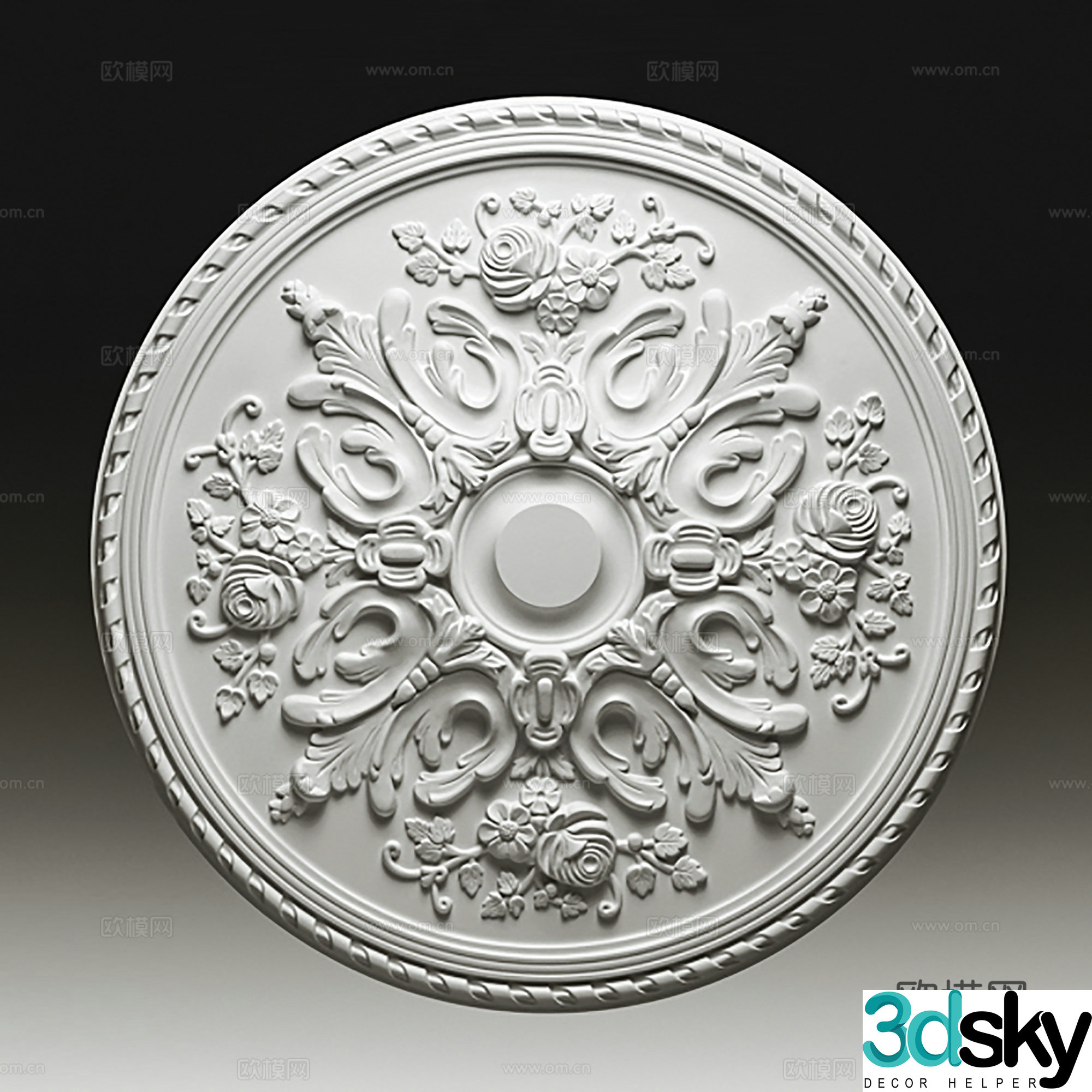 Classical European style carved ceiling chandelier 3D model