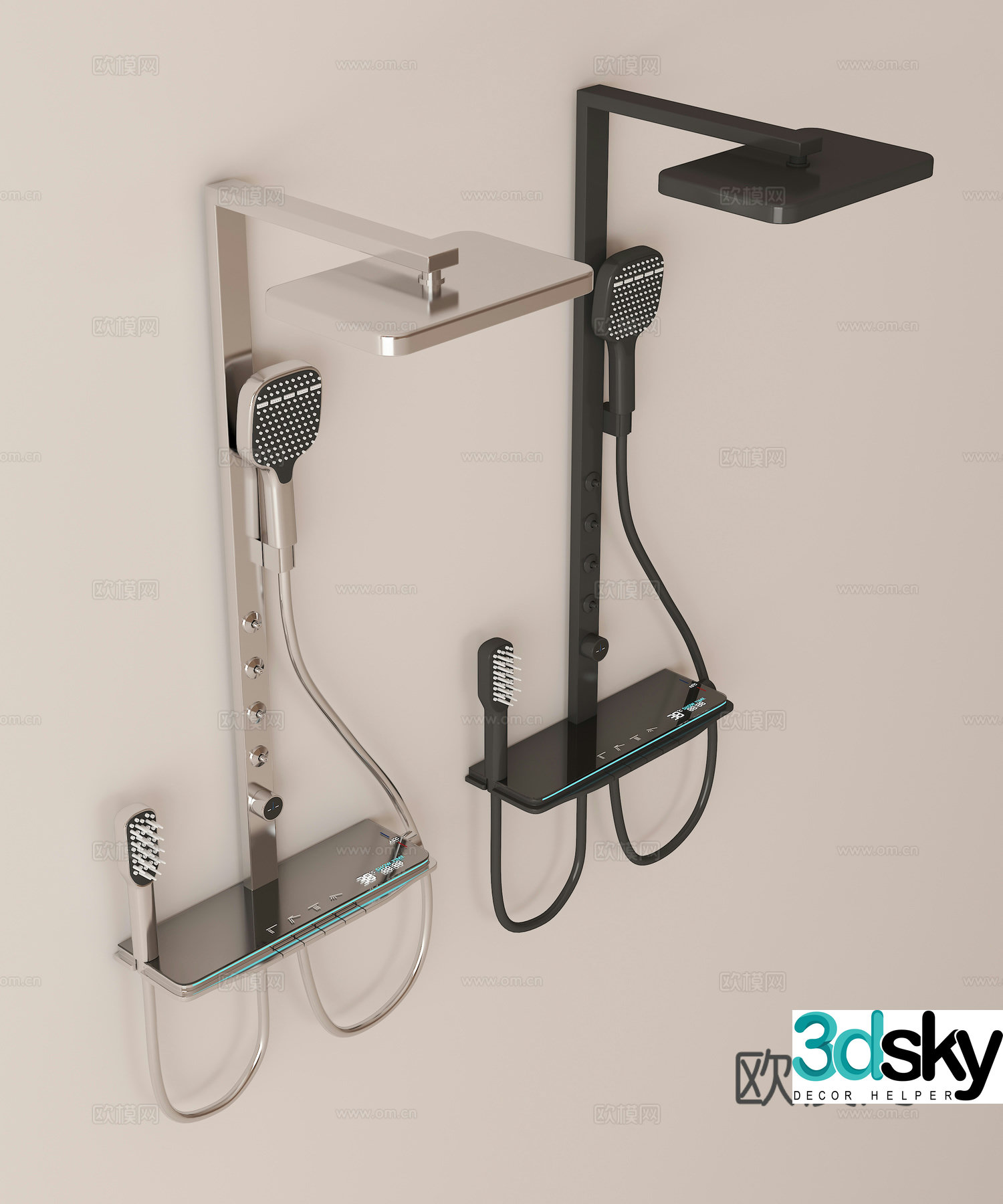 Modern light luxury shower faucet 3d model
