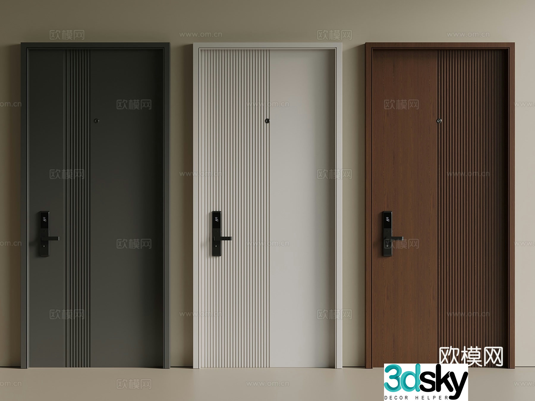 Light luxury medieval single-open door security door villa door copper door entrance door iron door 3d model