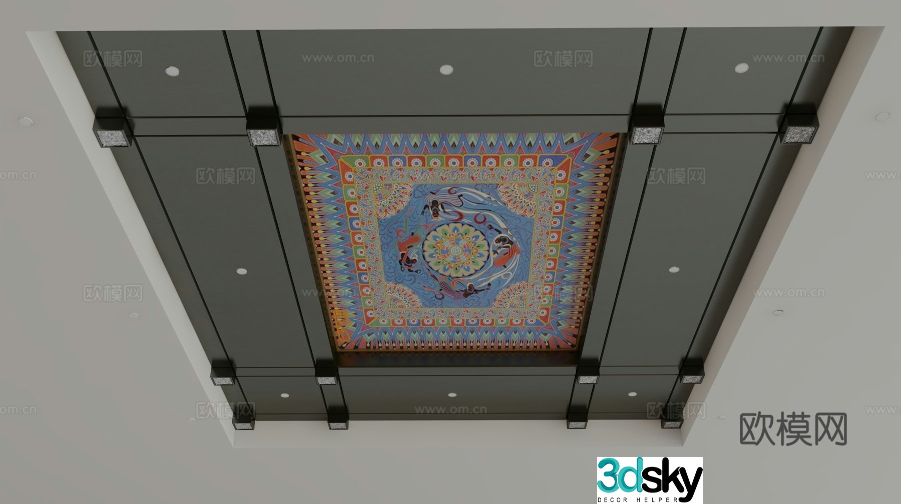 New Chinese style ceiling 3D model