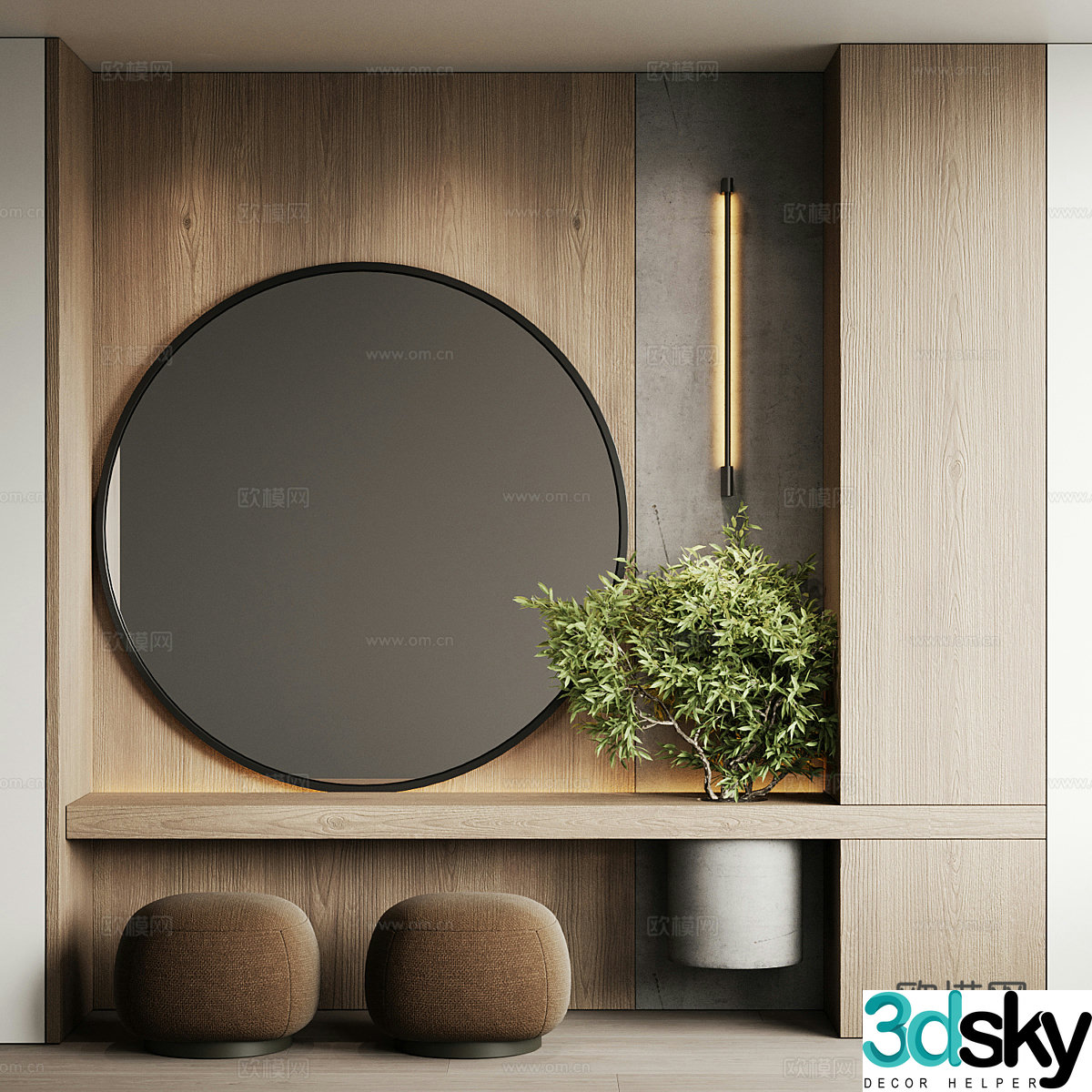 New Chinese style wardrobe dressing table 3D model