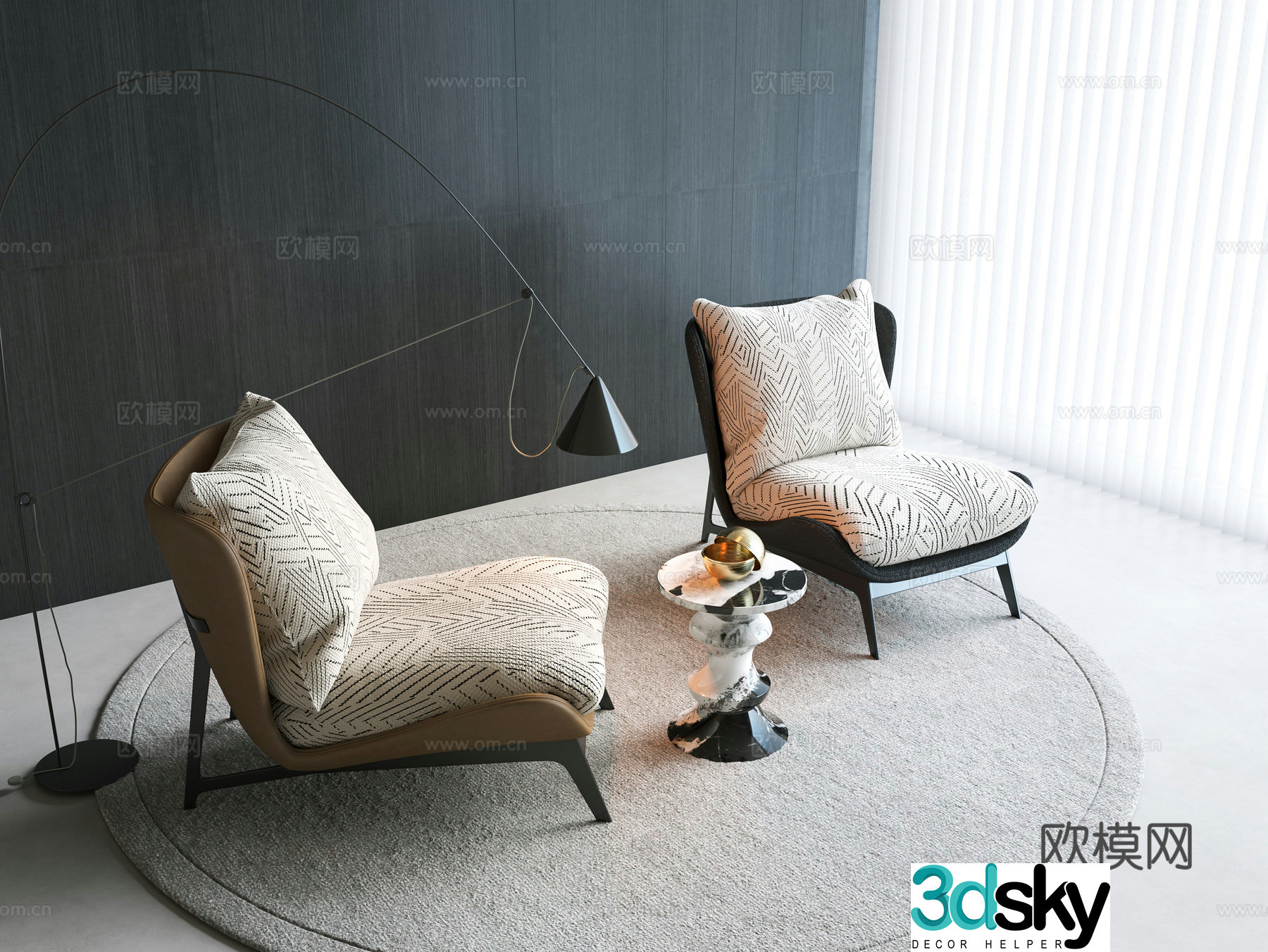 Italian casual chair combination leisure chair single sofa casual chair chair minotti3d model