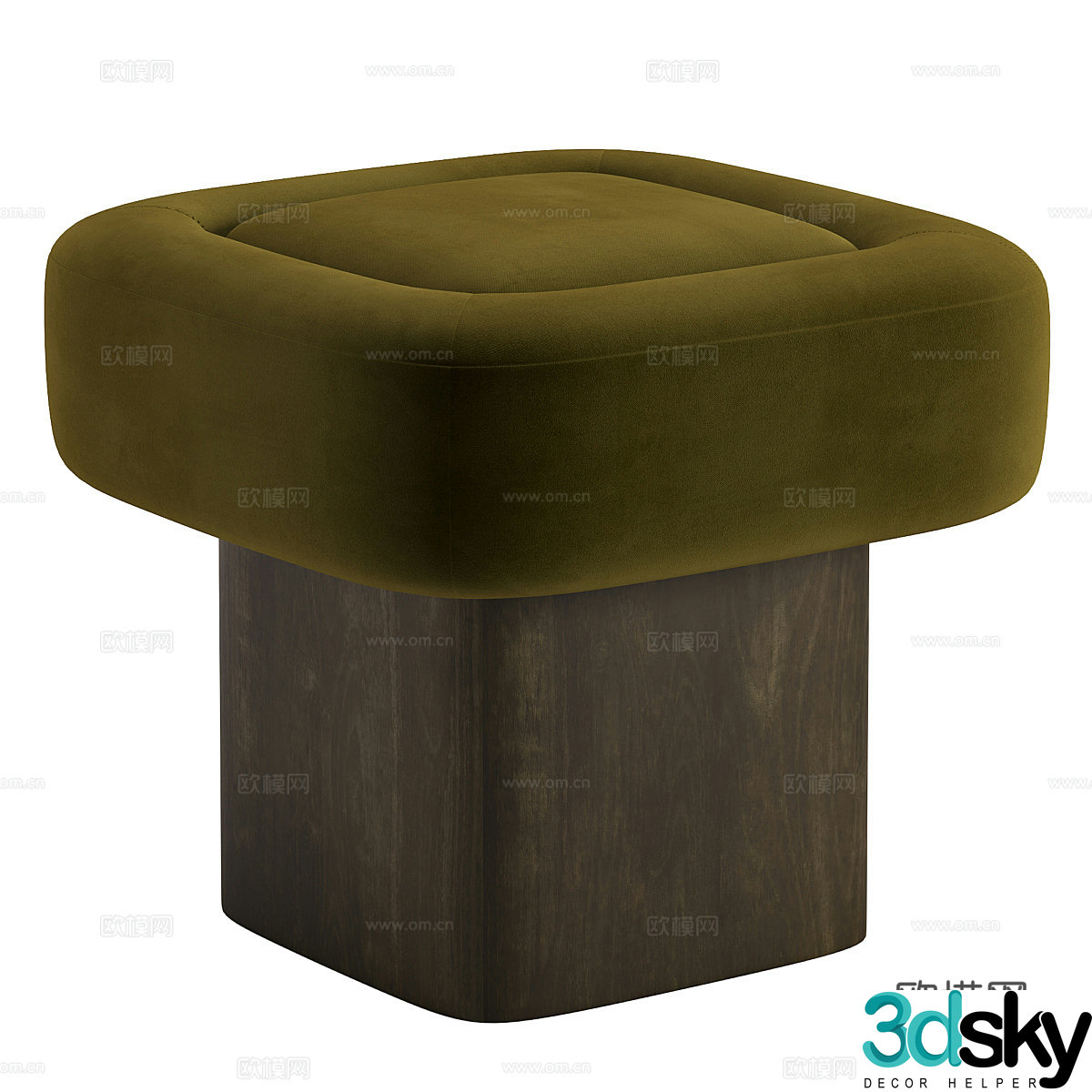 New Chinese style fabric wooden bench 3D model