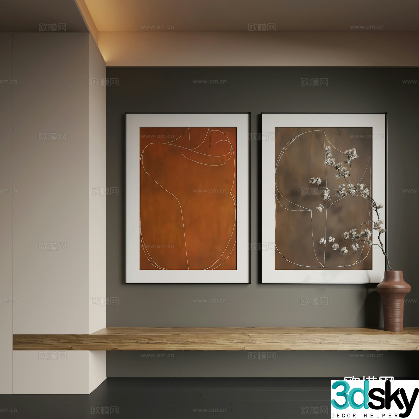Modern hanging painting Modern abstract hanging painting Modern combination painting 3d model