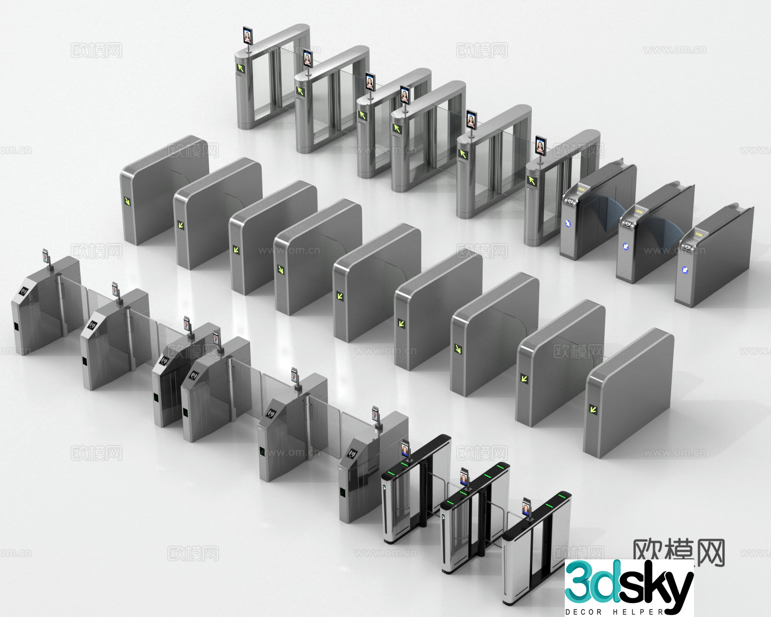 Security gate access control machine ticket inspection machine swing gate induction door 3D model