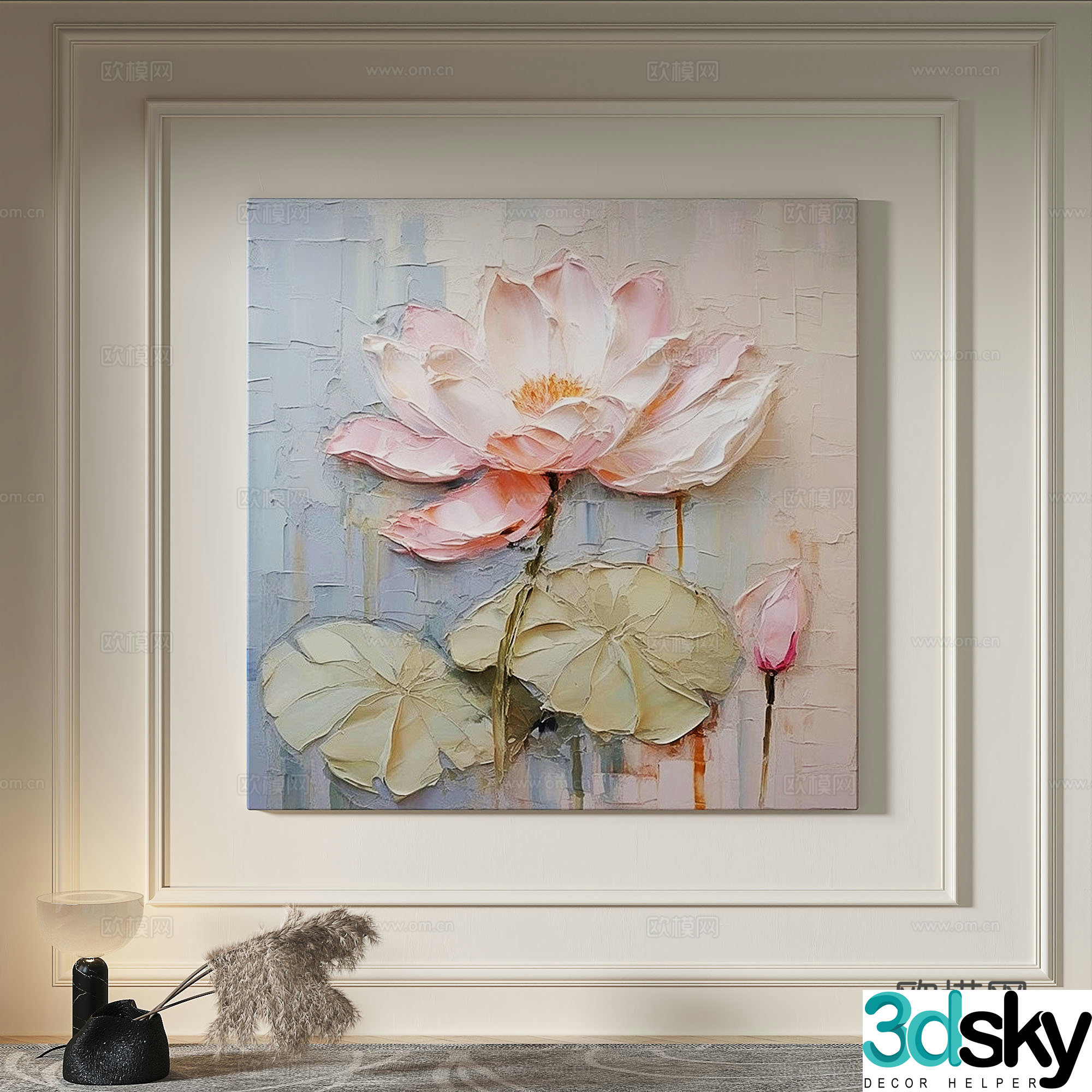 Modern creamy style simple texture abstract light luxury wasabi three-dimensional decorative painting 3d model
